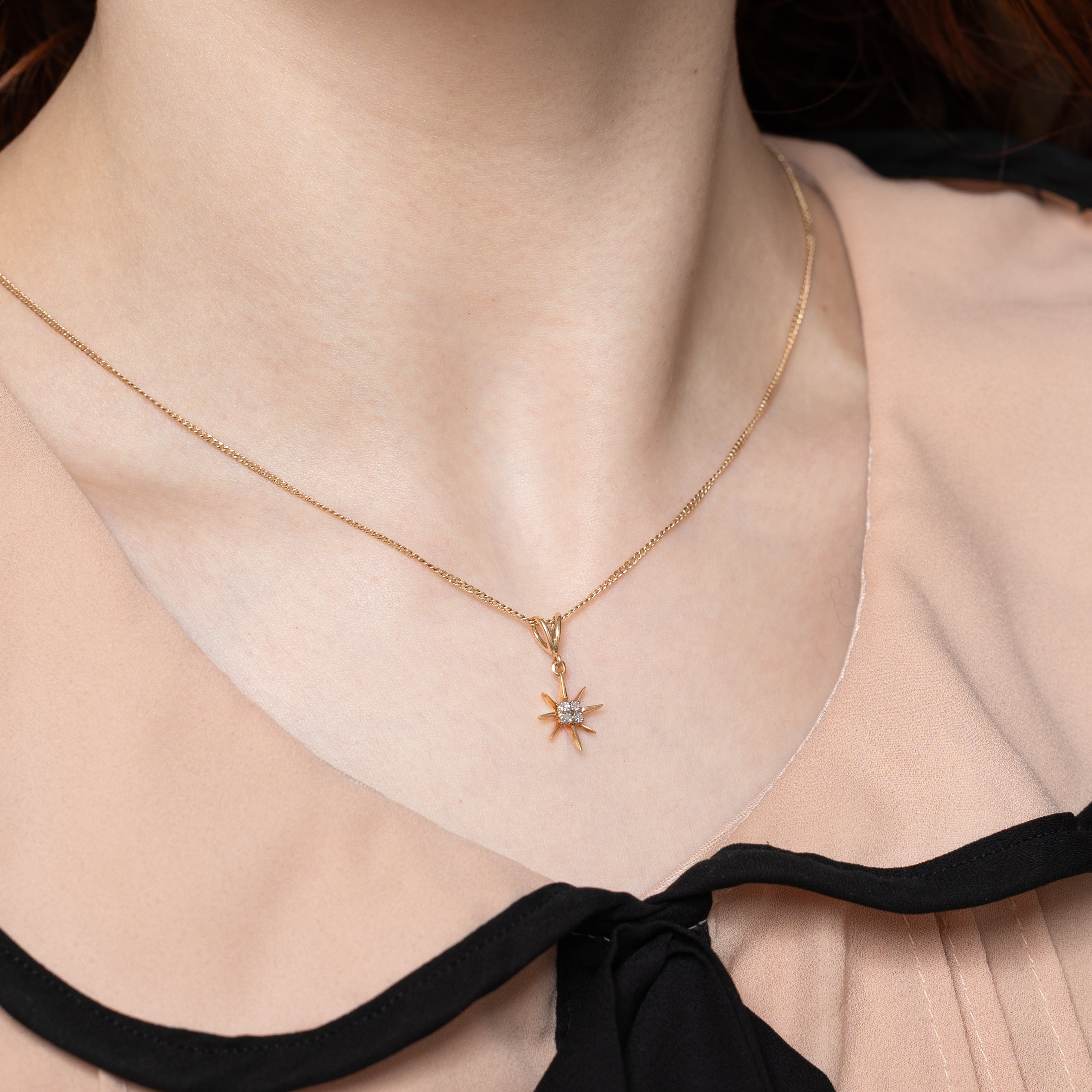 Diamond Cluster Starburst Pendant | 0.05ctw