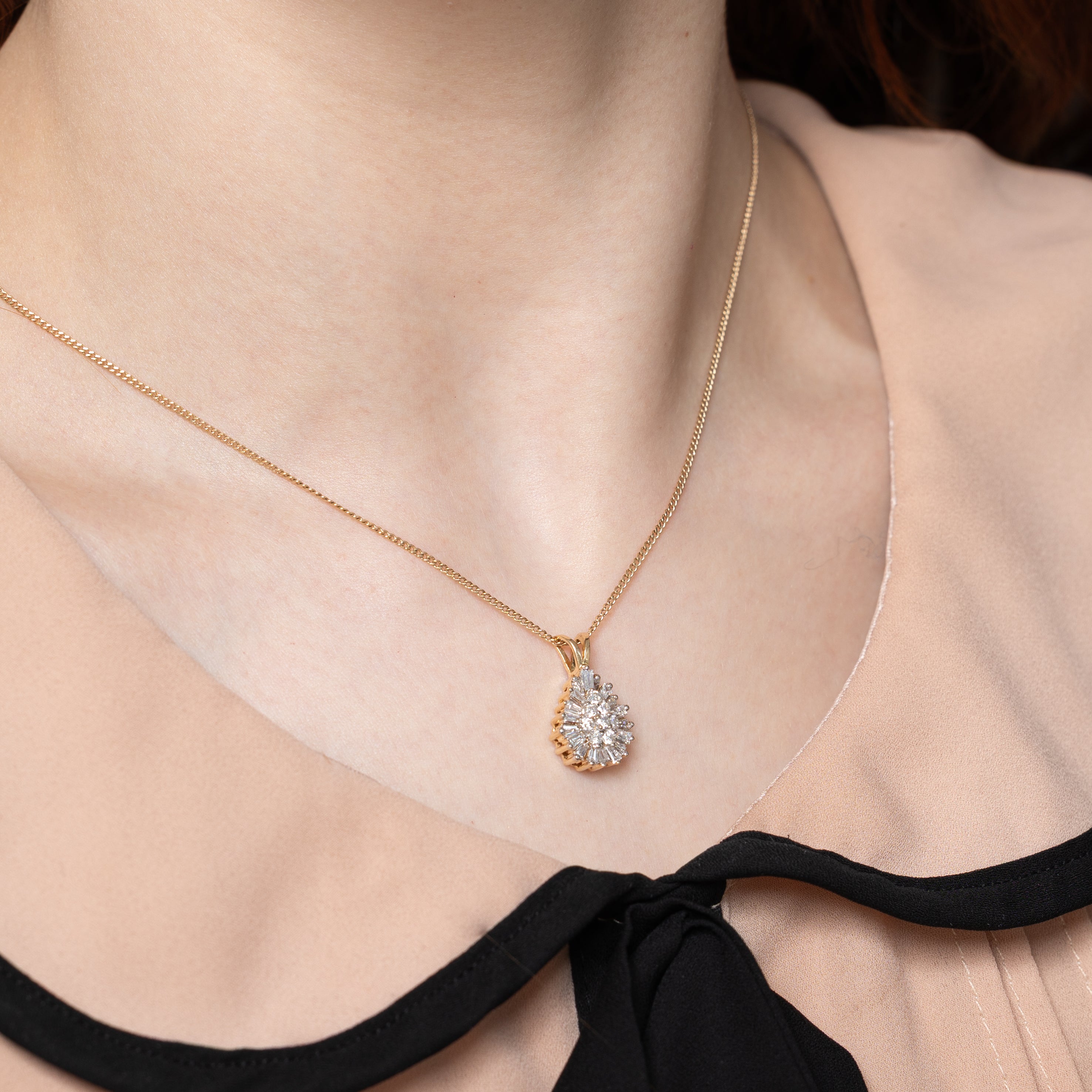 Diamond Cluster Pear Shaped Pendant | 1.00ctw