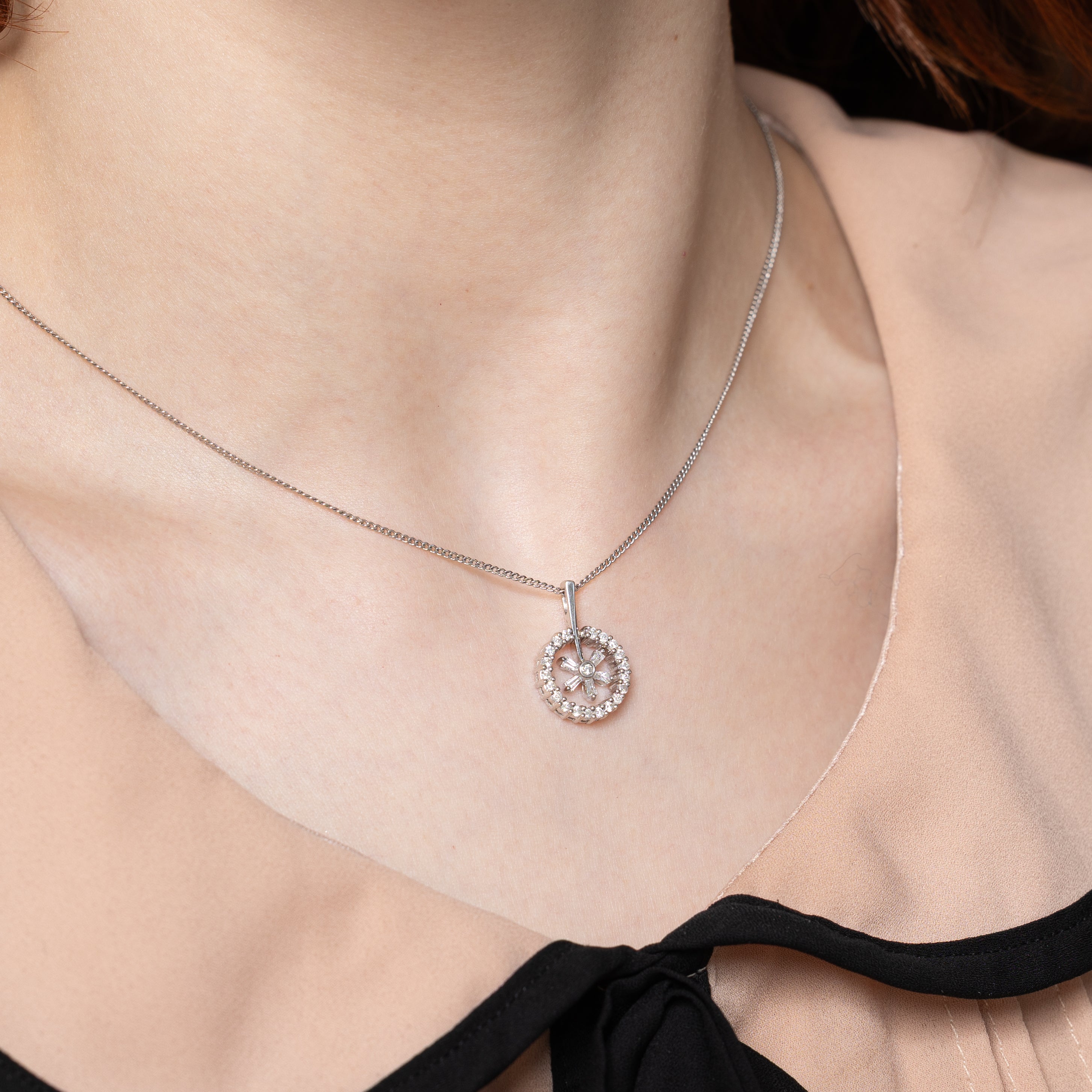 Diamond Flower Halo Pendant | 0.37ctw