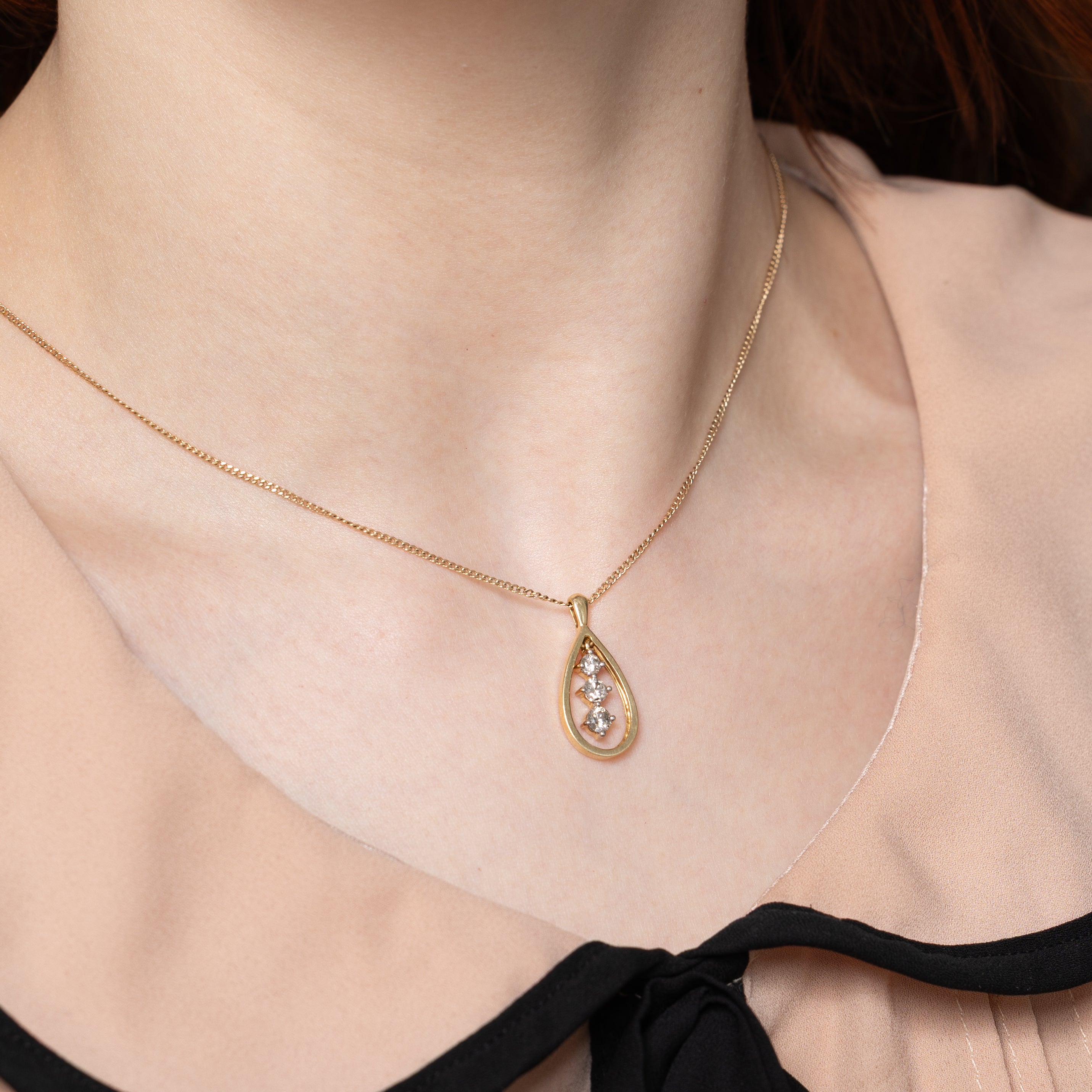 Three Stone Diamond Pear Shaped Pendant | 0.48ctw