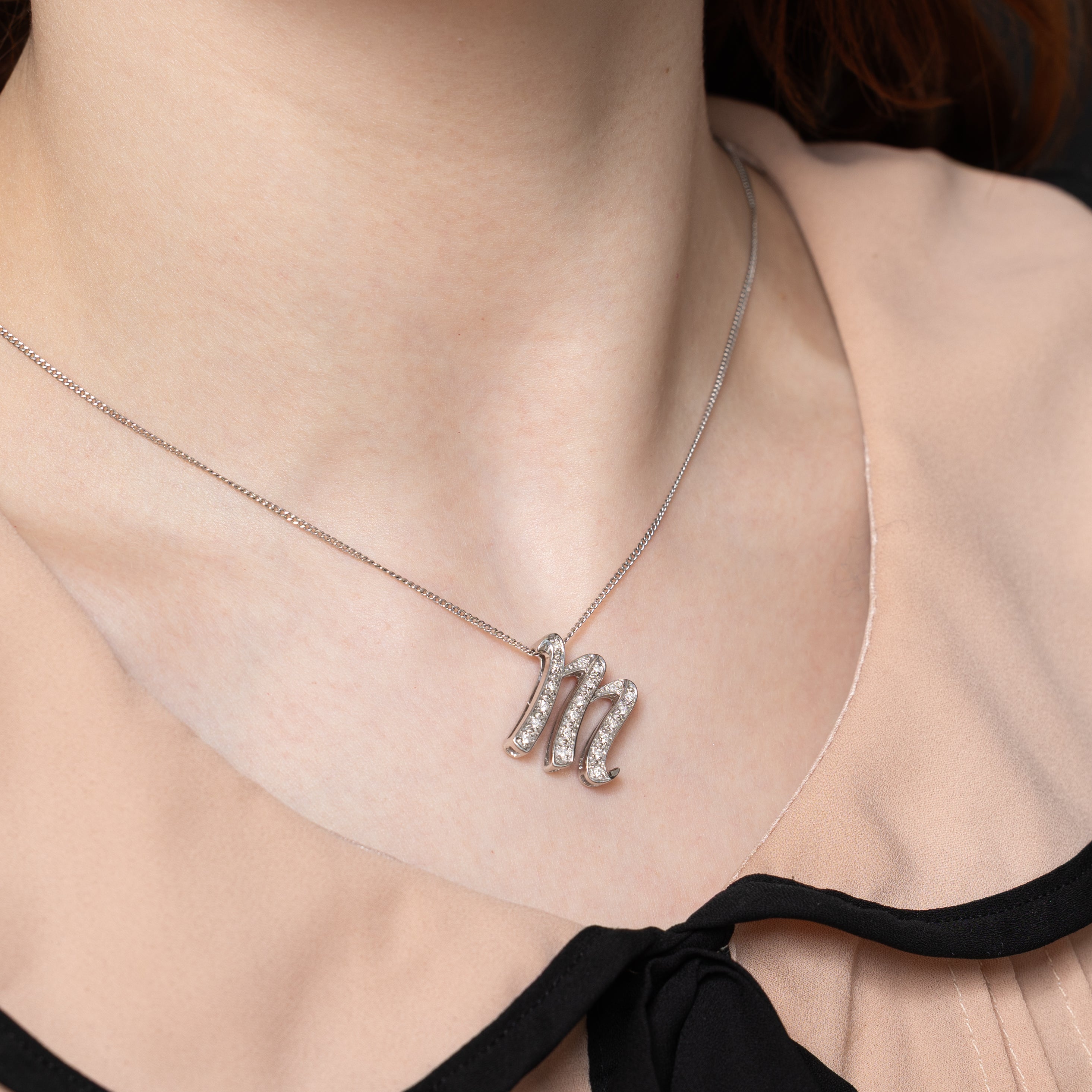 Diamond "M" Initial Pendant | 0.18ctw