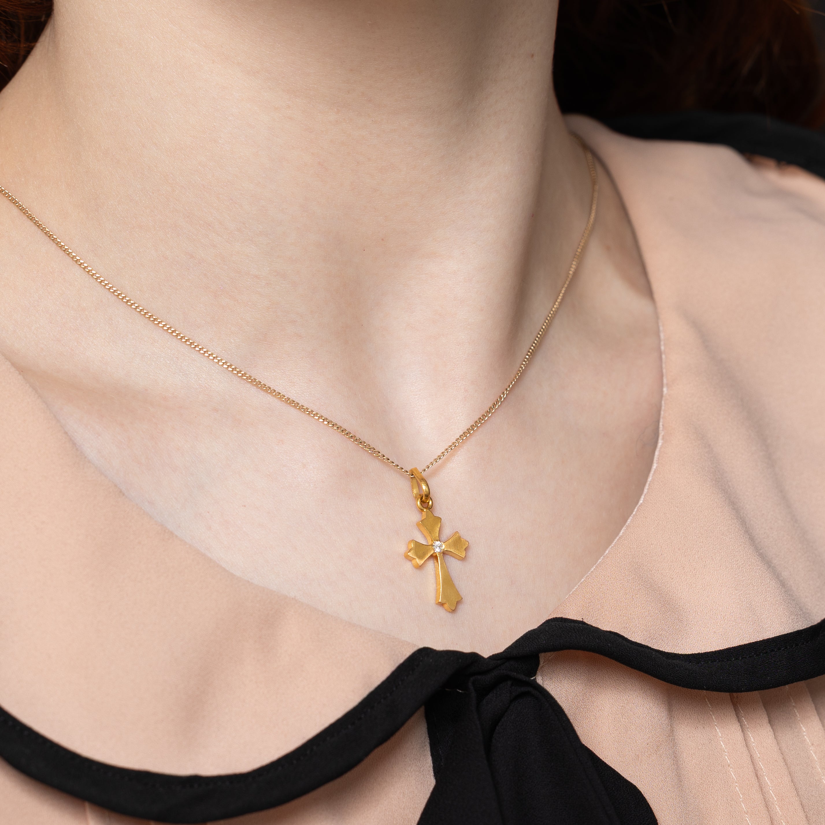 Single Diamond Cross Pendant | 0.05ct