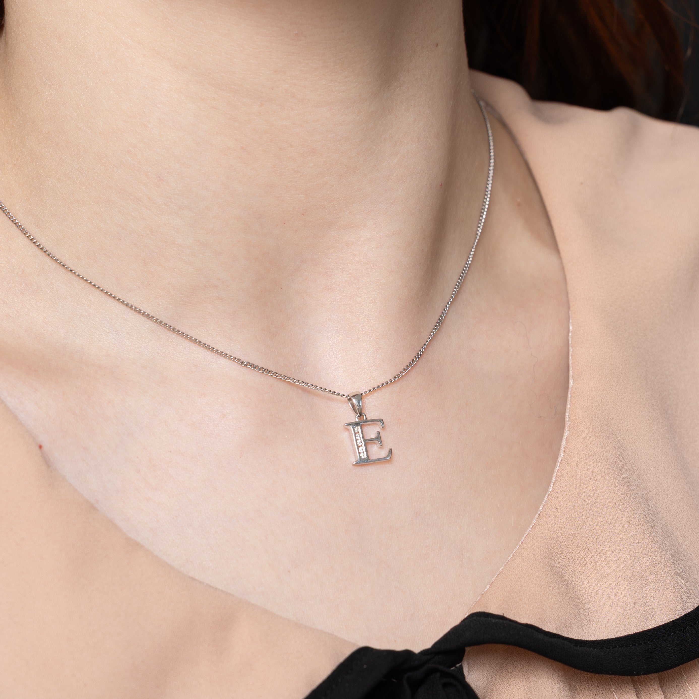 Diamond "E" Initial Pendant | 0.04ctw
