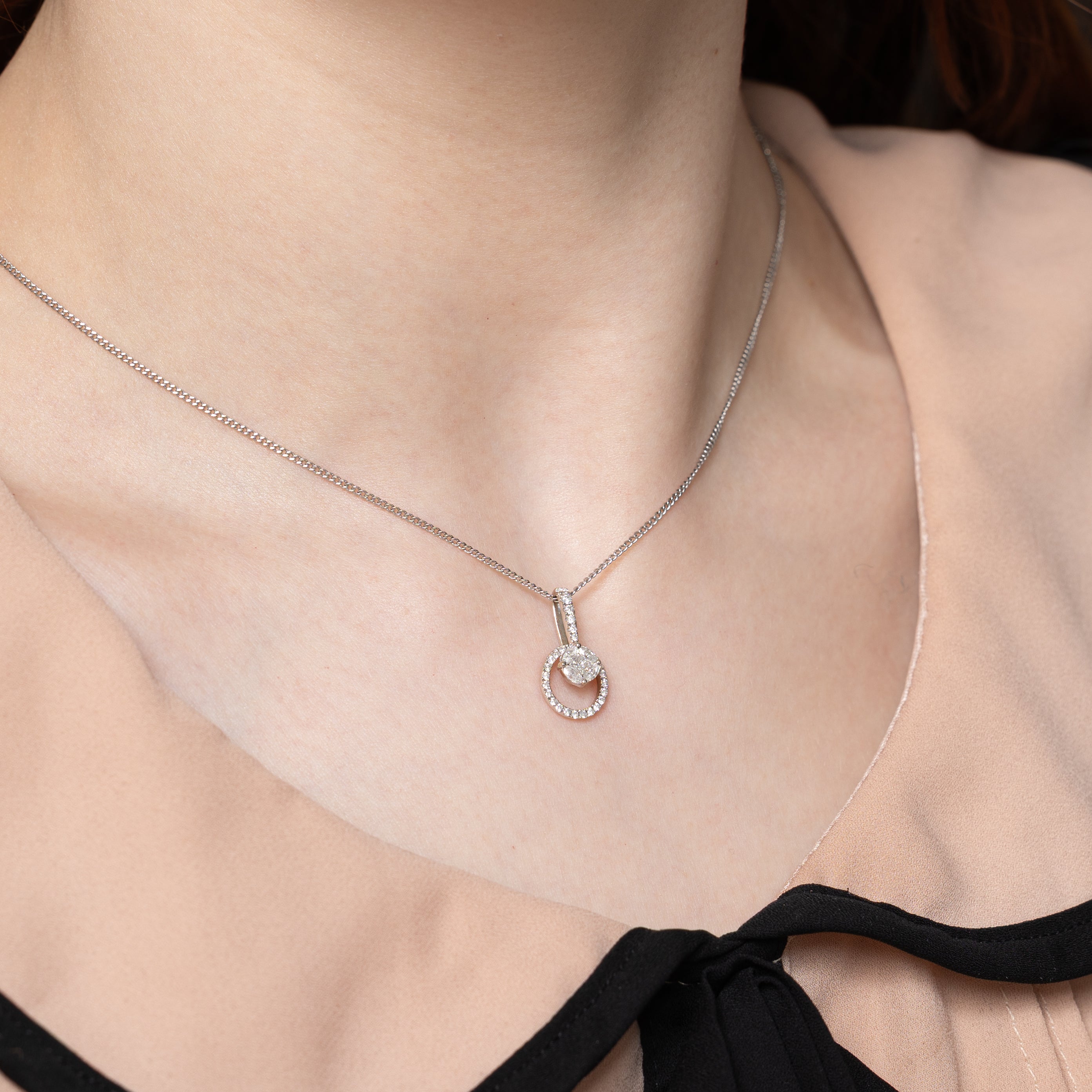 Diamond Circle Open Halo Pendant | 0.40ctw
