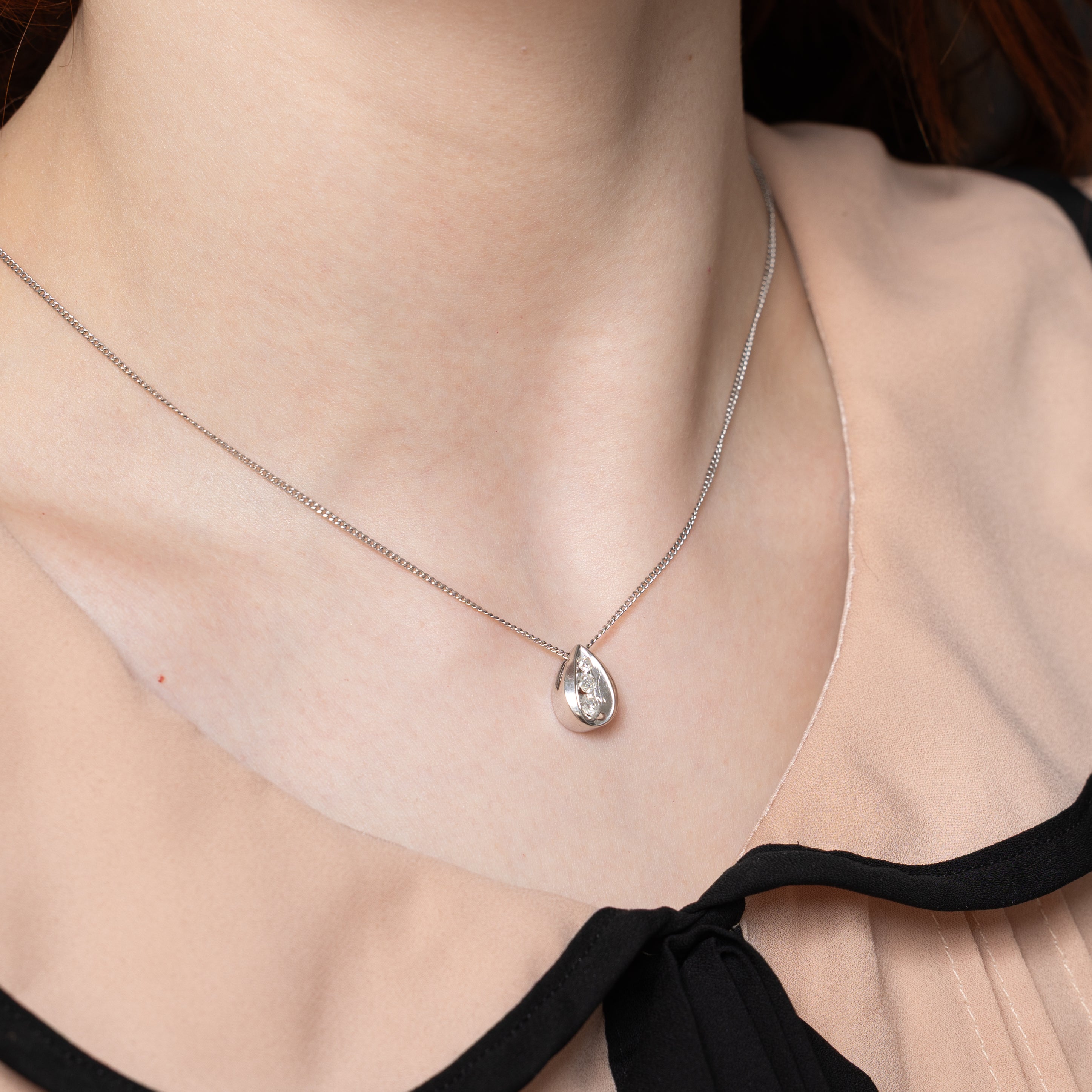 Three Stone Diamond Pear Shaped Pendant | 0.25ctw