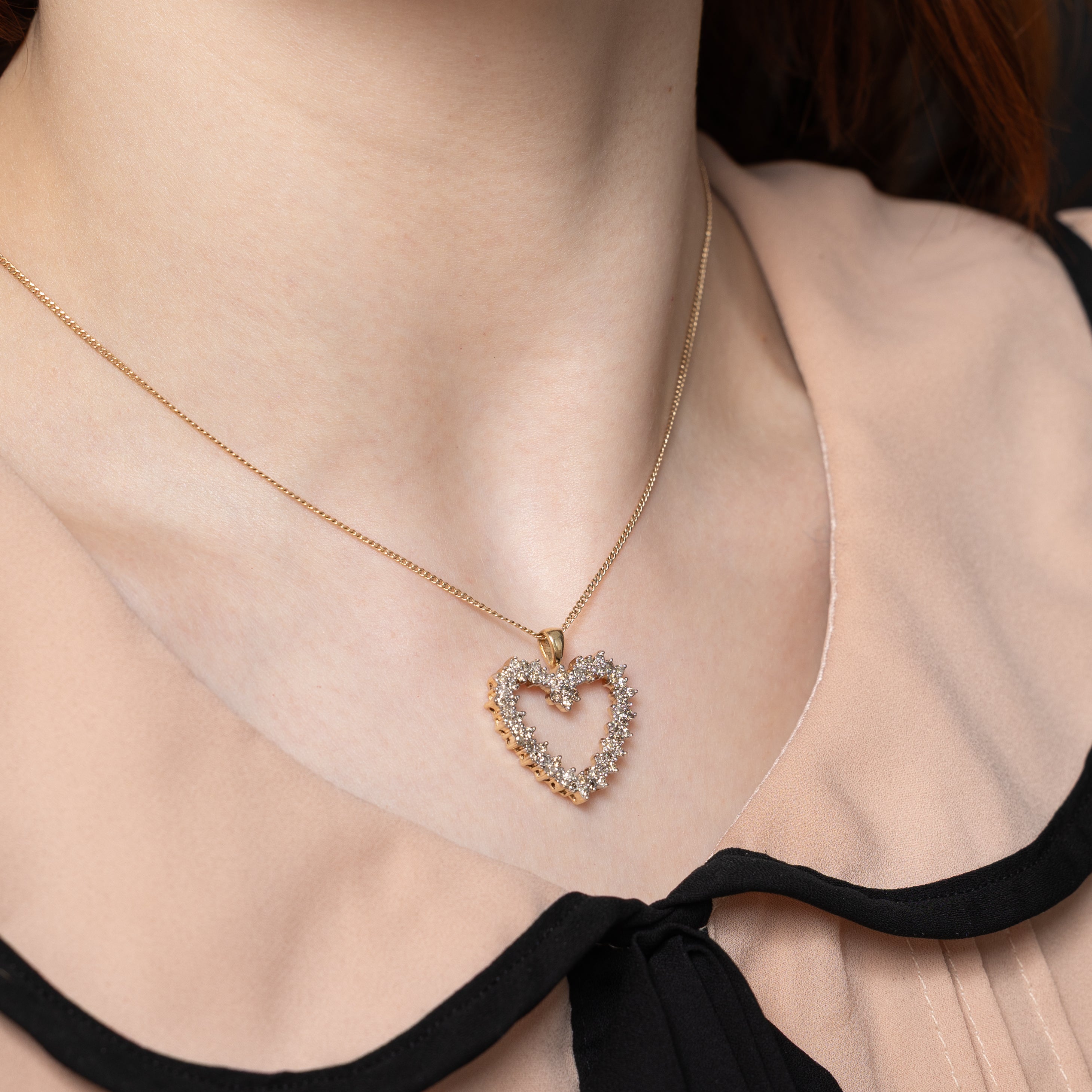 Light Brown Diamond Open Heart Pendant | 0.80ctw
