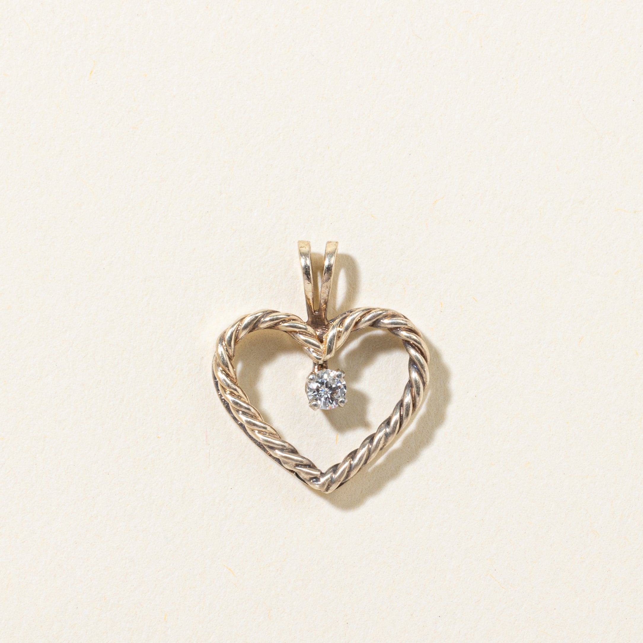 Single Diamond Open Heart Pendant | 0.05ct