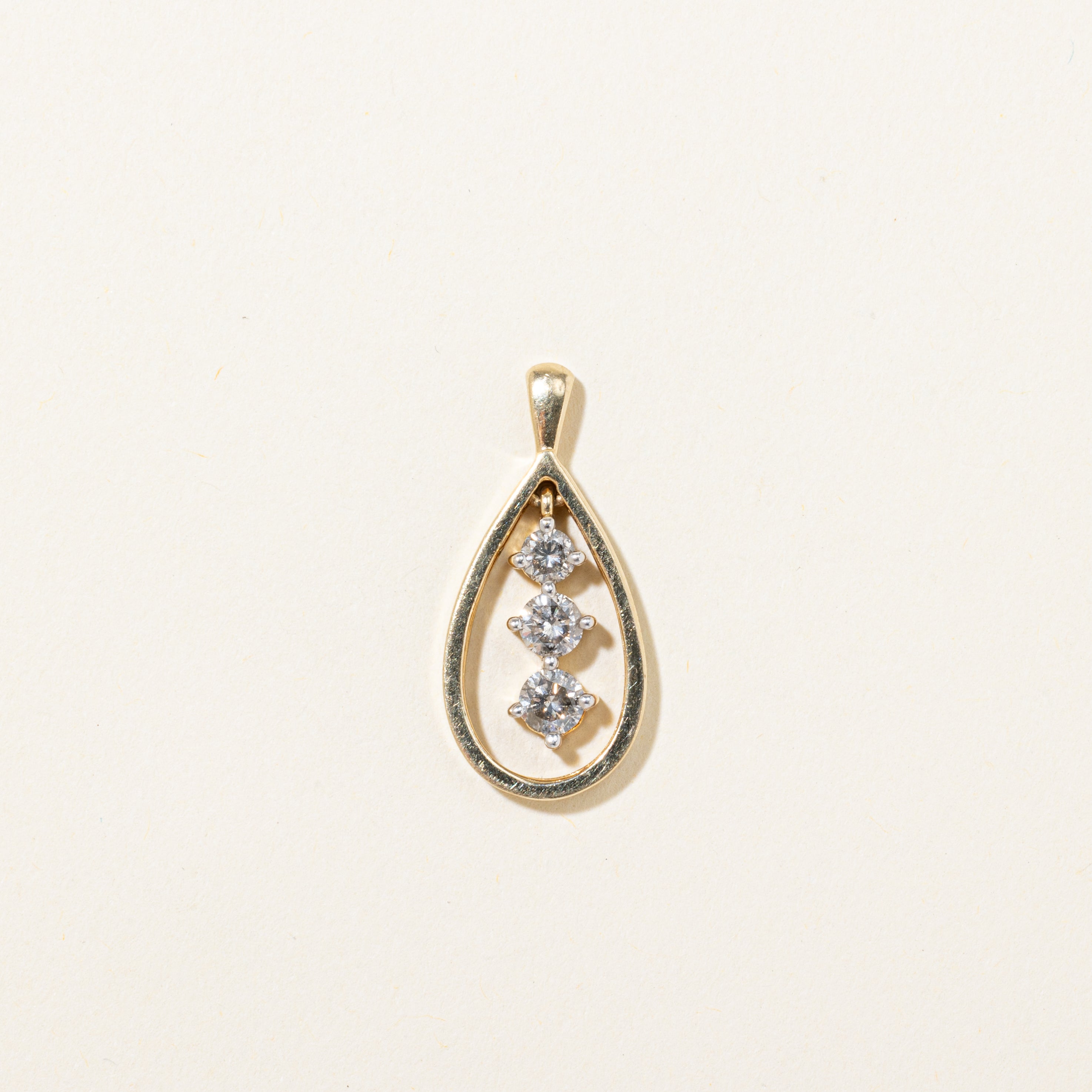 Three Stone Diamond Pear Shaped Pendant | 0.48ctw