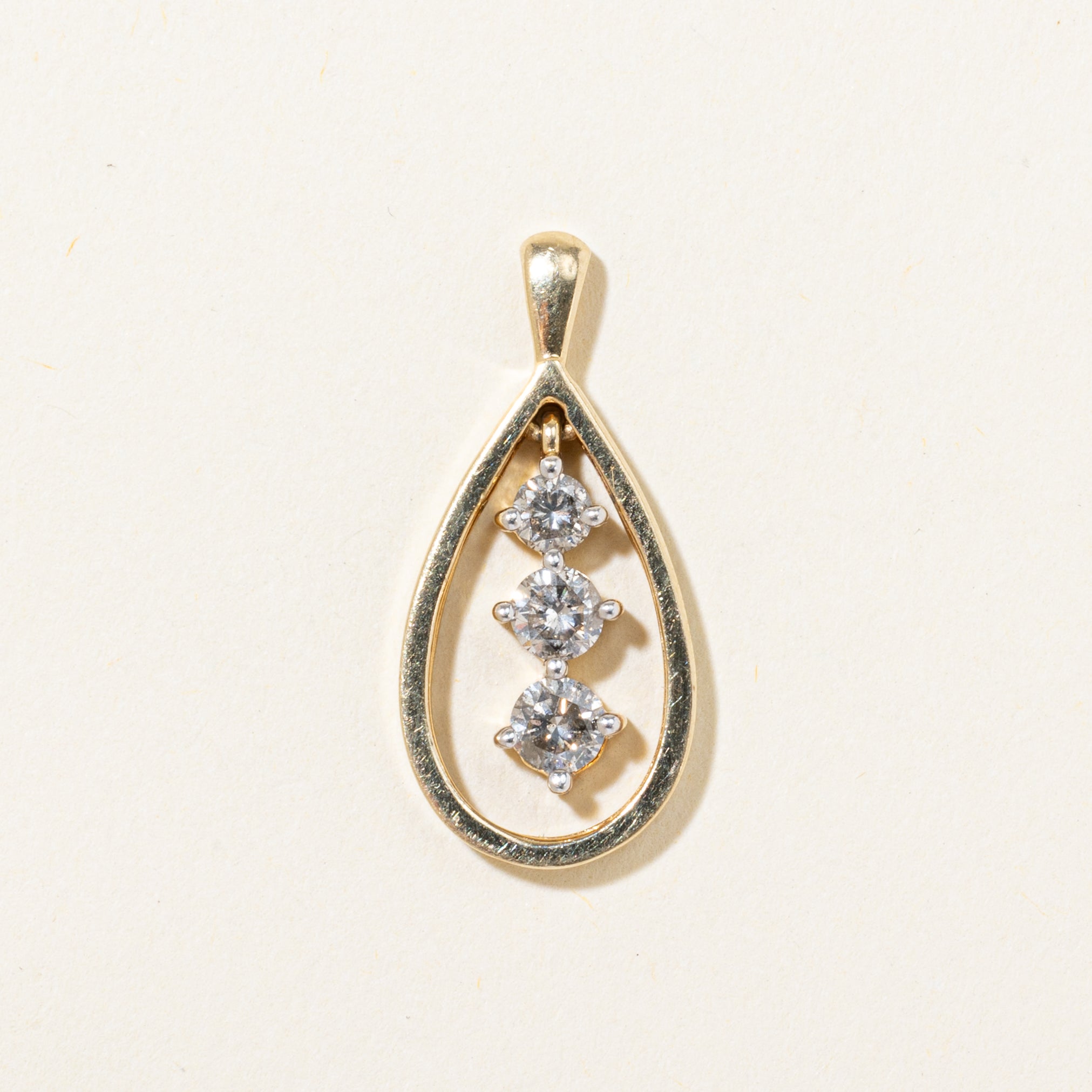 Three Stone Diamond Pear Shaped Pendant | 0.48ctw