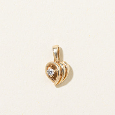 Single Diamond Grooved Heart Pendant | 0.03ct