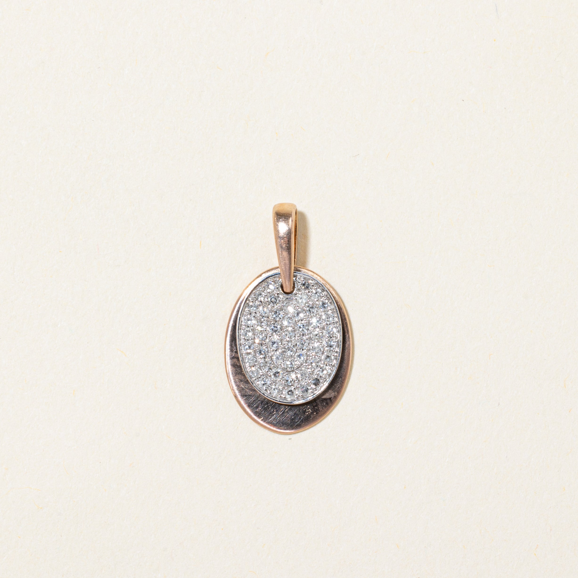 Pavé Set Diamond Oval Pendant | 0.20ctw