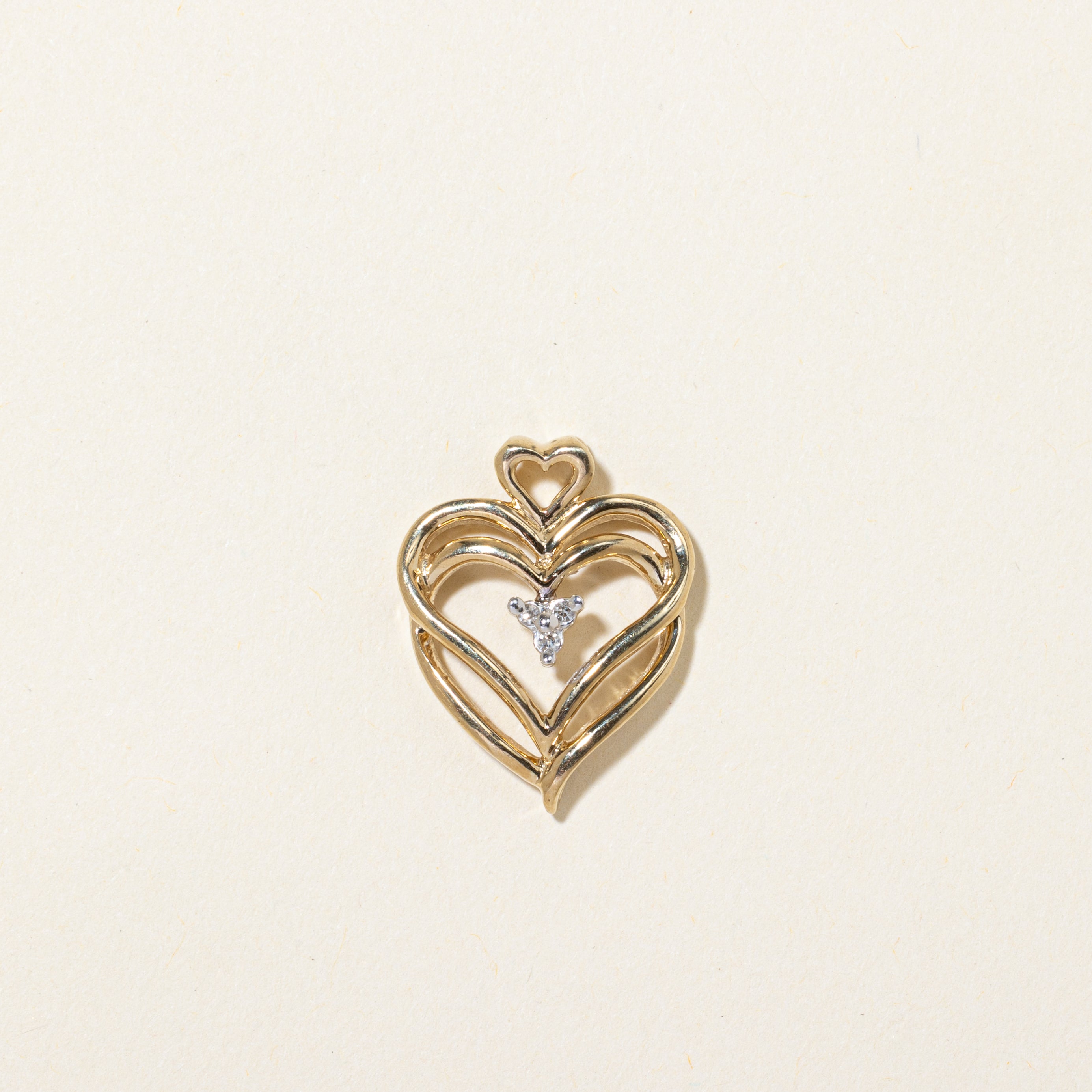 Diamond Double Heart Pendant | 0.03ct
