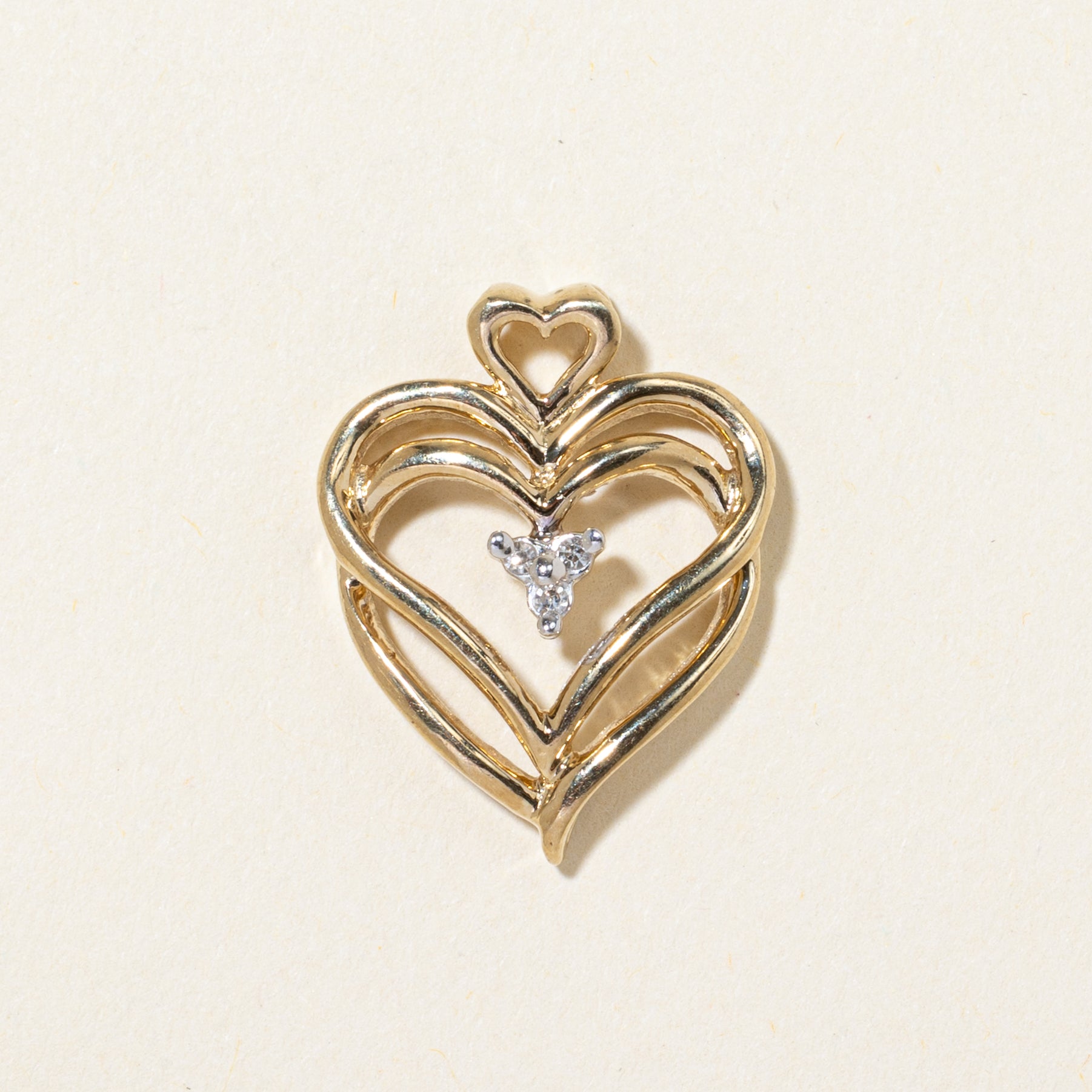 Diamond Double Heart Pendant | 0.03ct