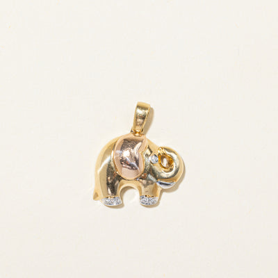 Diamond Elephant & 'A' Initial Pendant | 0.04ctw