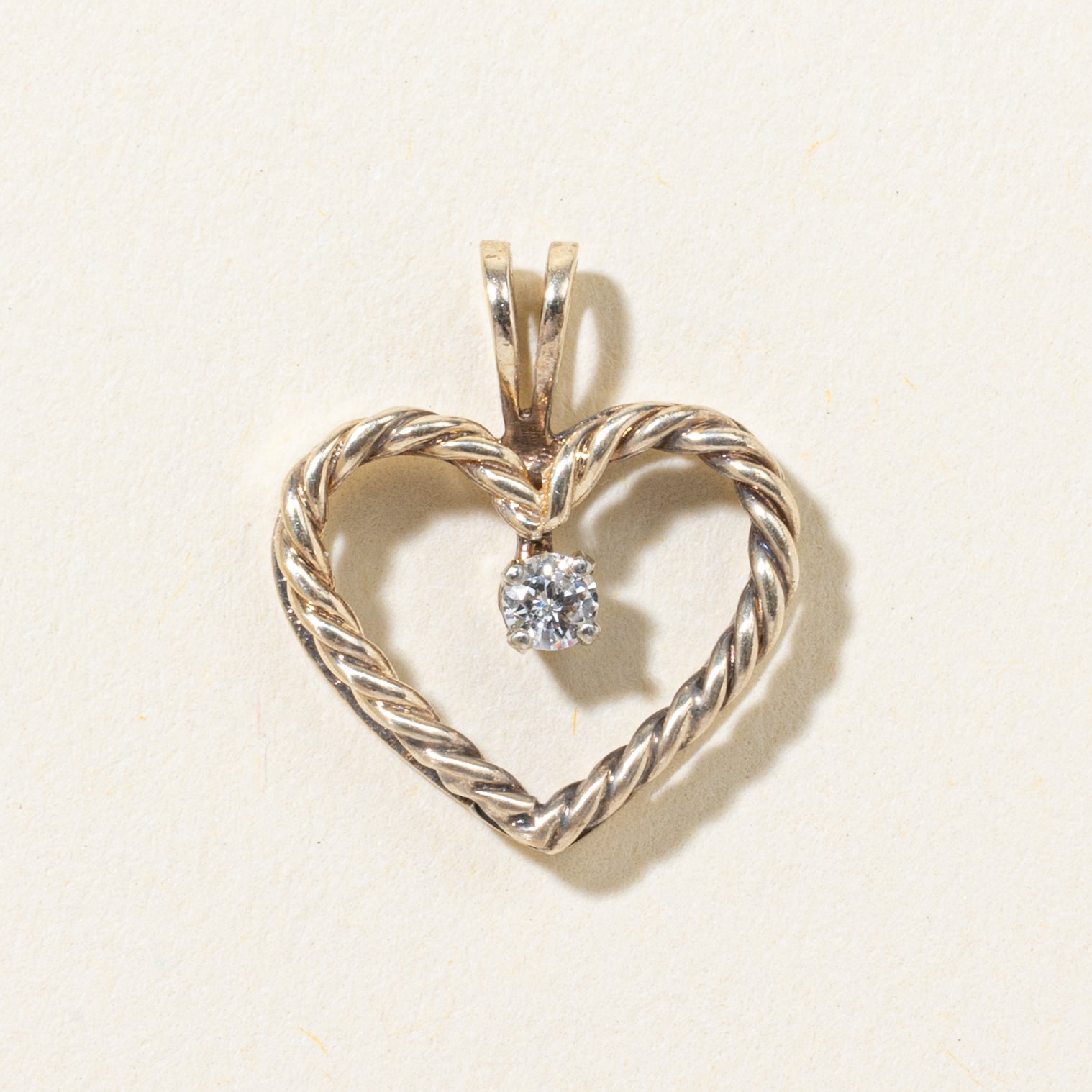 Single Diamond Open Heart Pendant | 0.05ct