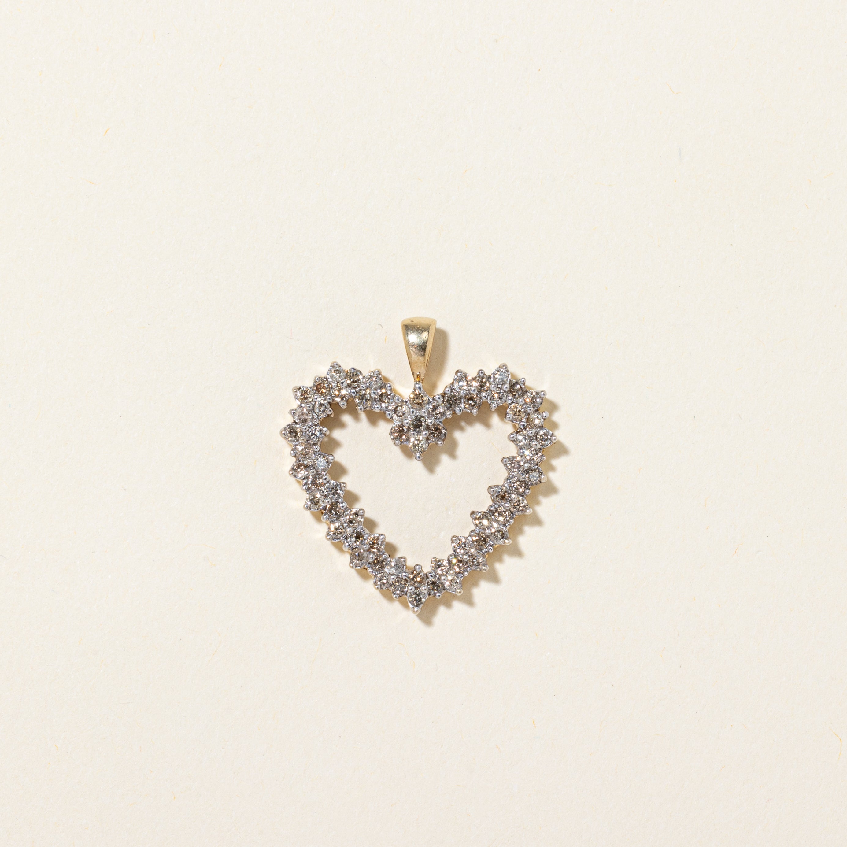 Light Brown Diamond Open Heart Pendant | 0.80ctw