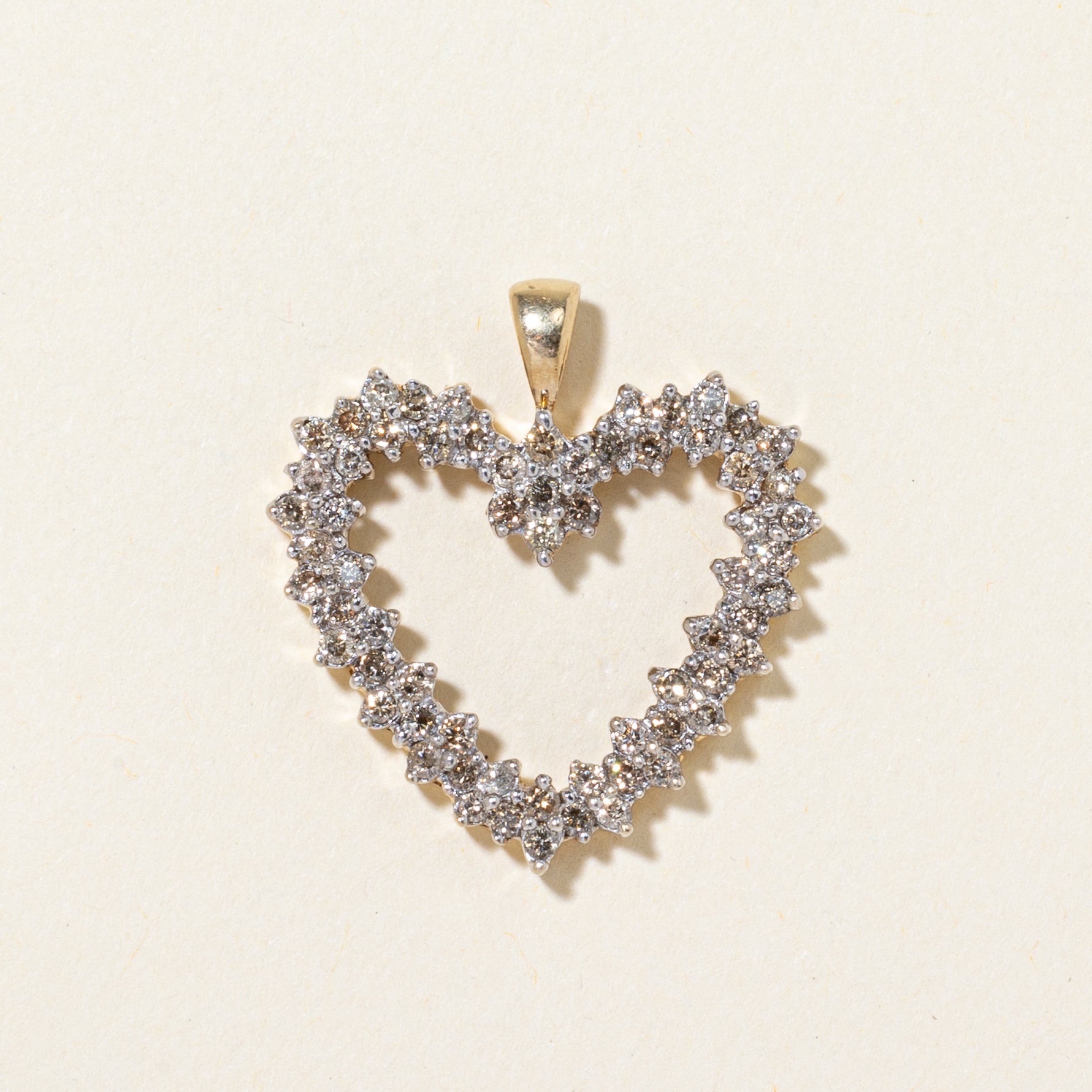 Light Brown Diamond Open Heart Pendant | 0.80ctw