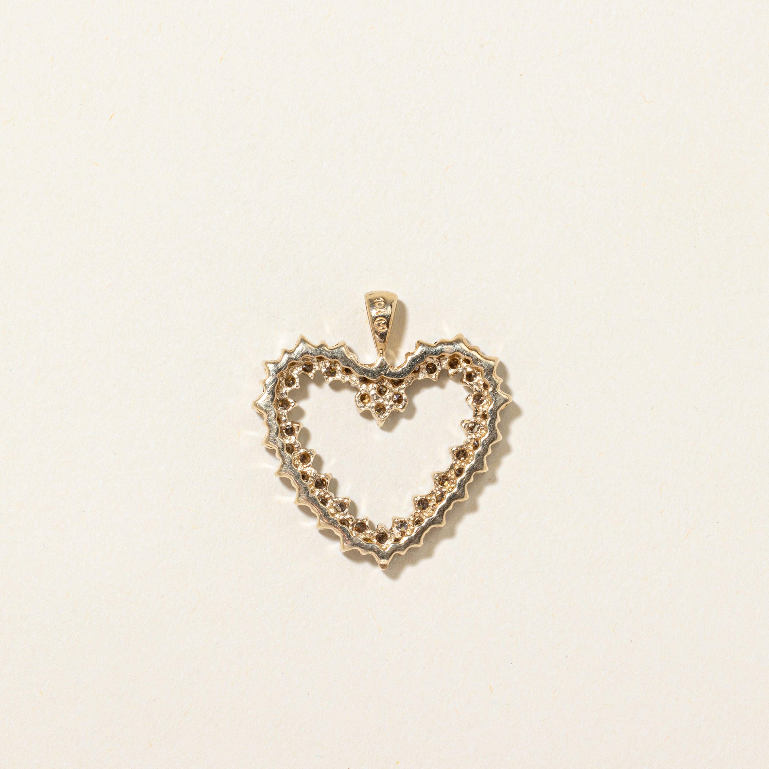 Light Brown Diamond Open Heart Pendant | 0.80ctw