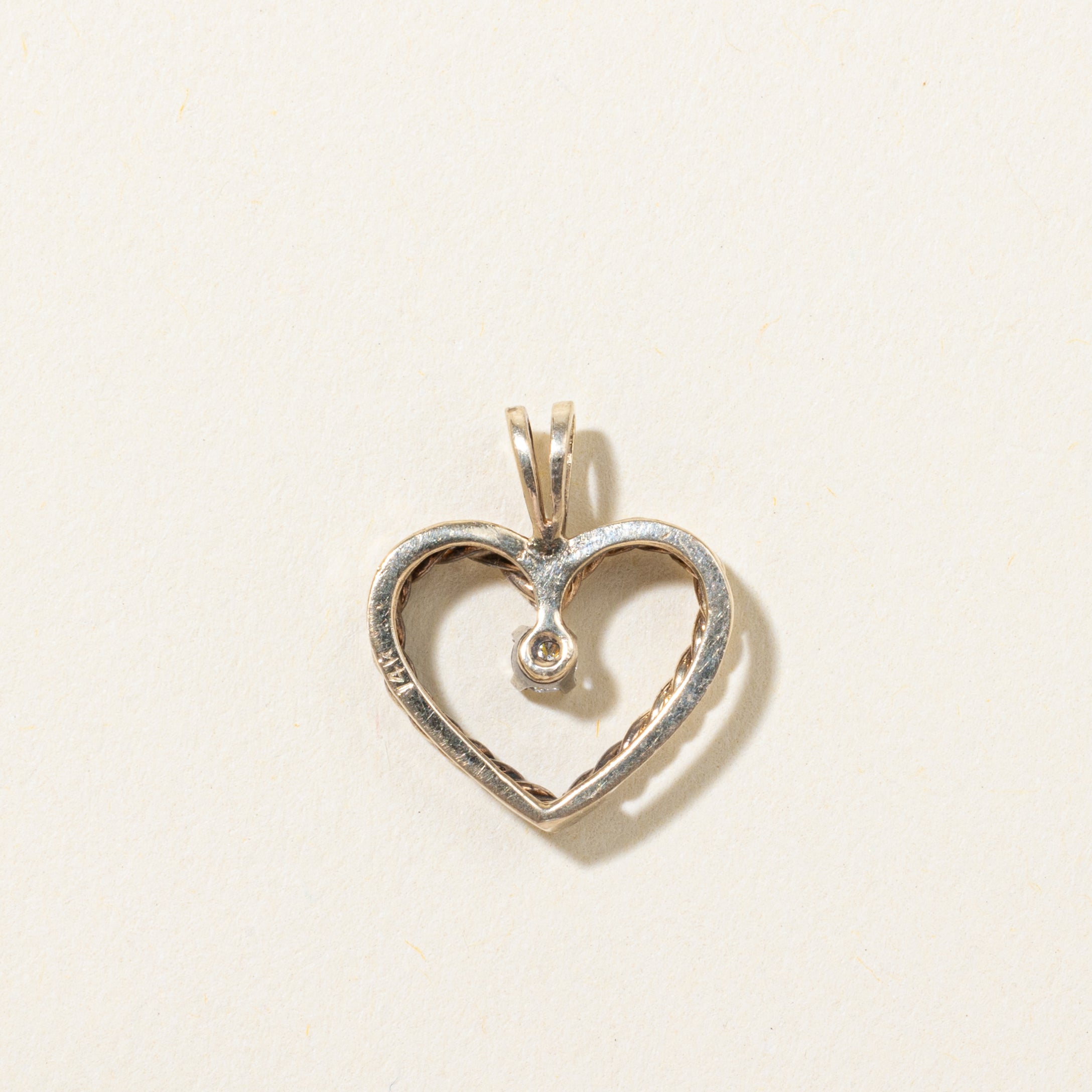 Single Diamond Open Heart Pendant | 0.05ct