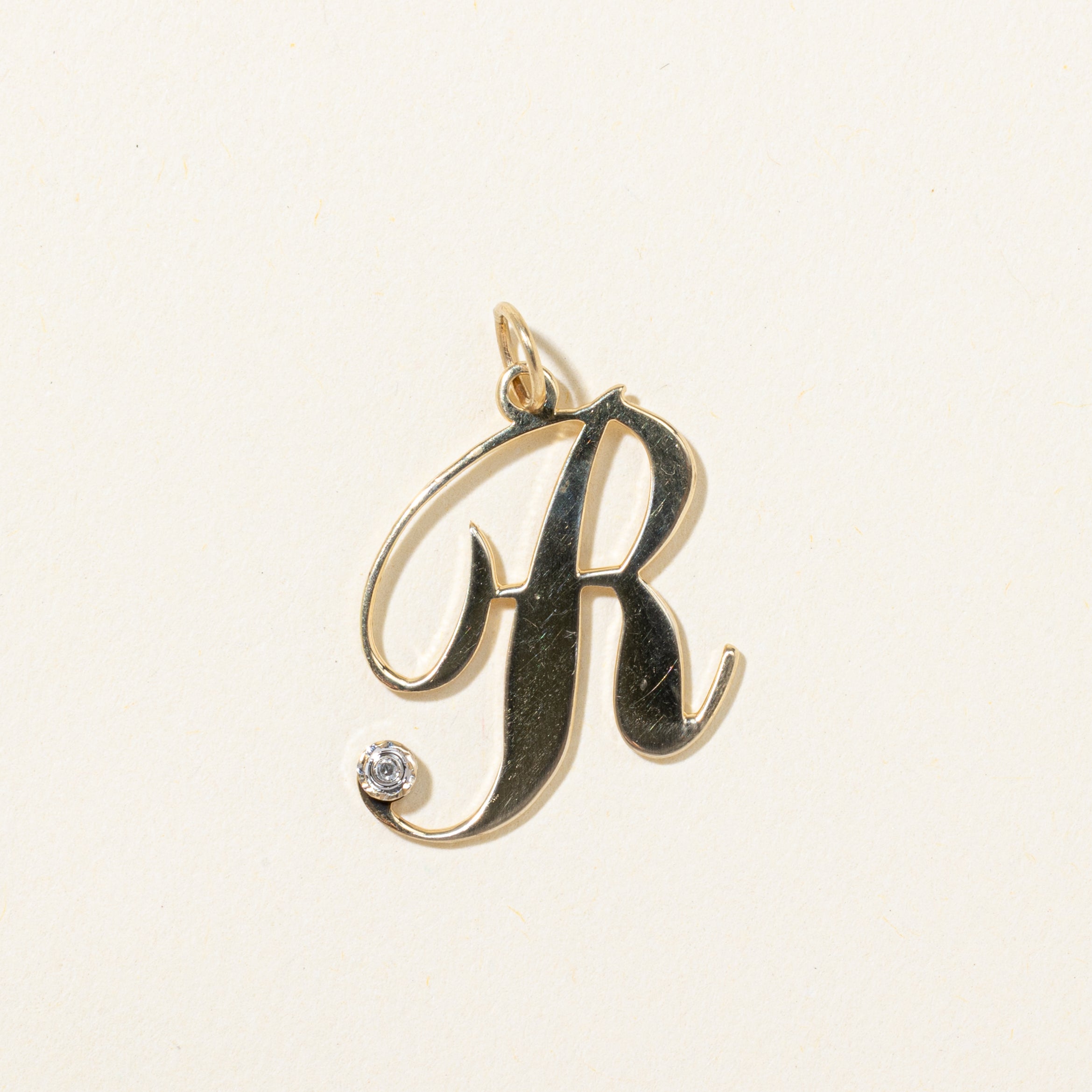 Diamond "R" Initial Pendant | 0.005ct