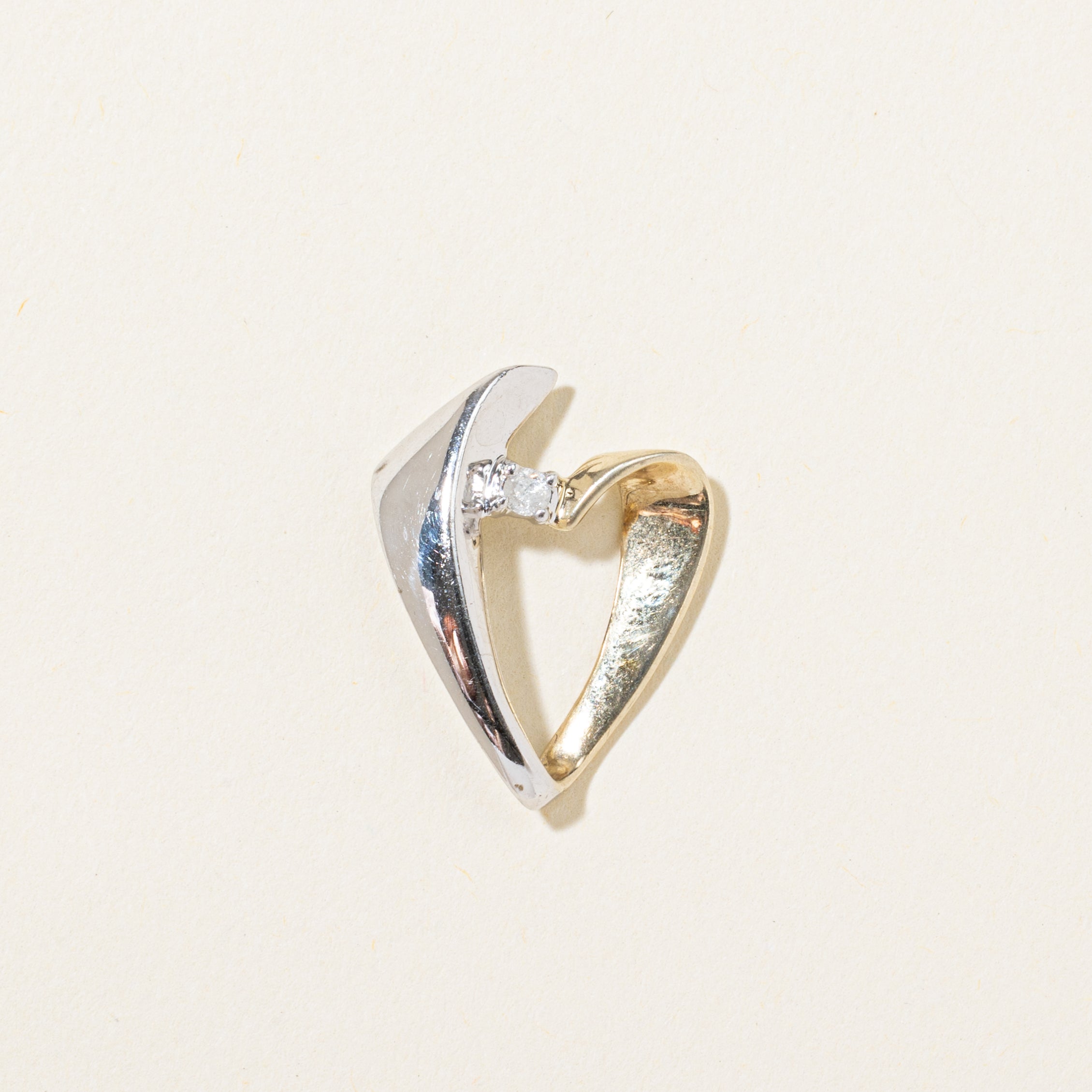 Two Tone Gold Diamond Abstract Pendant | 0.04ct