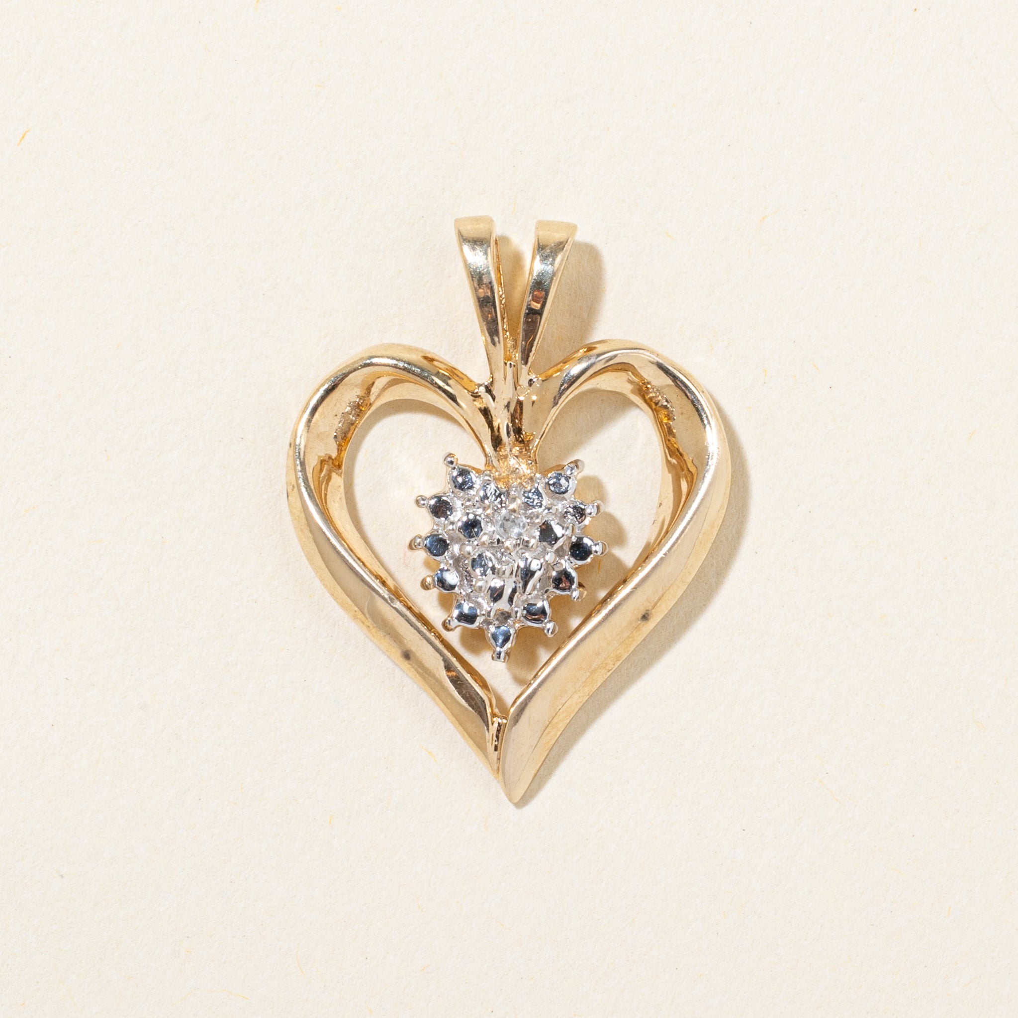 Diamond Open Heart Pendant | 0.01ct