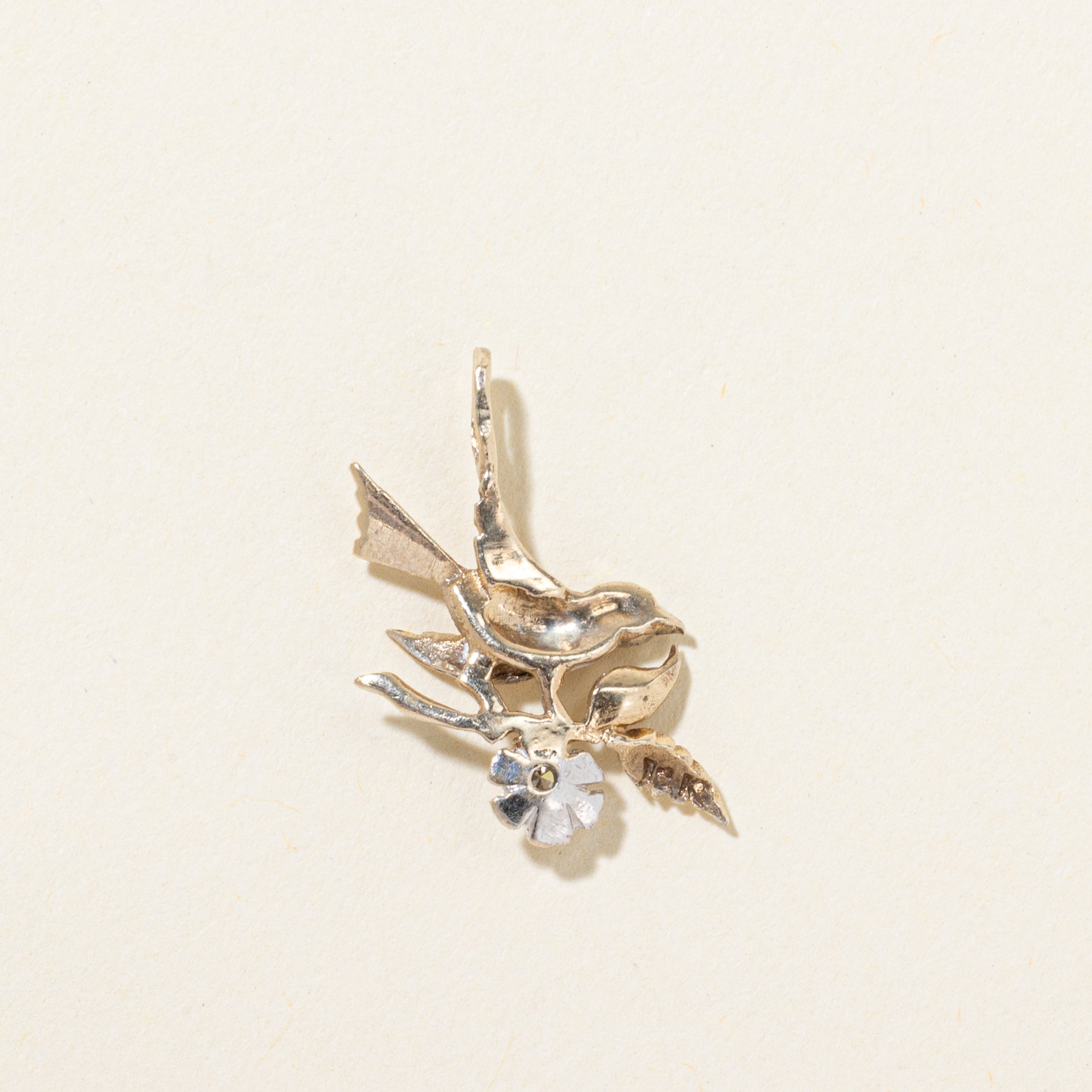 Diamond Bird & Flower Pendant | 0.02ct