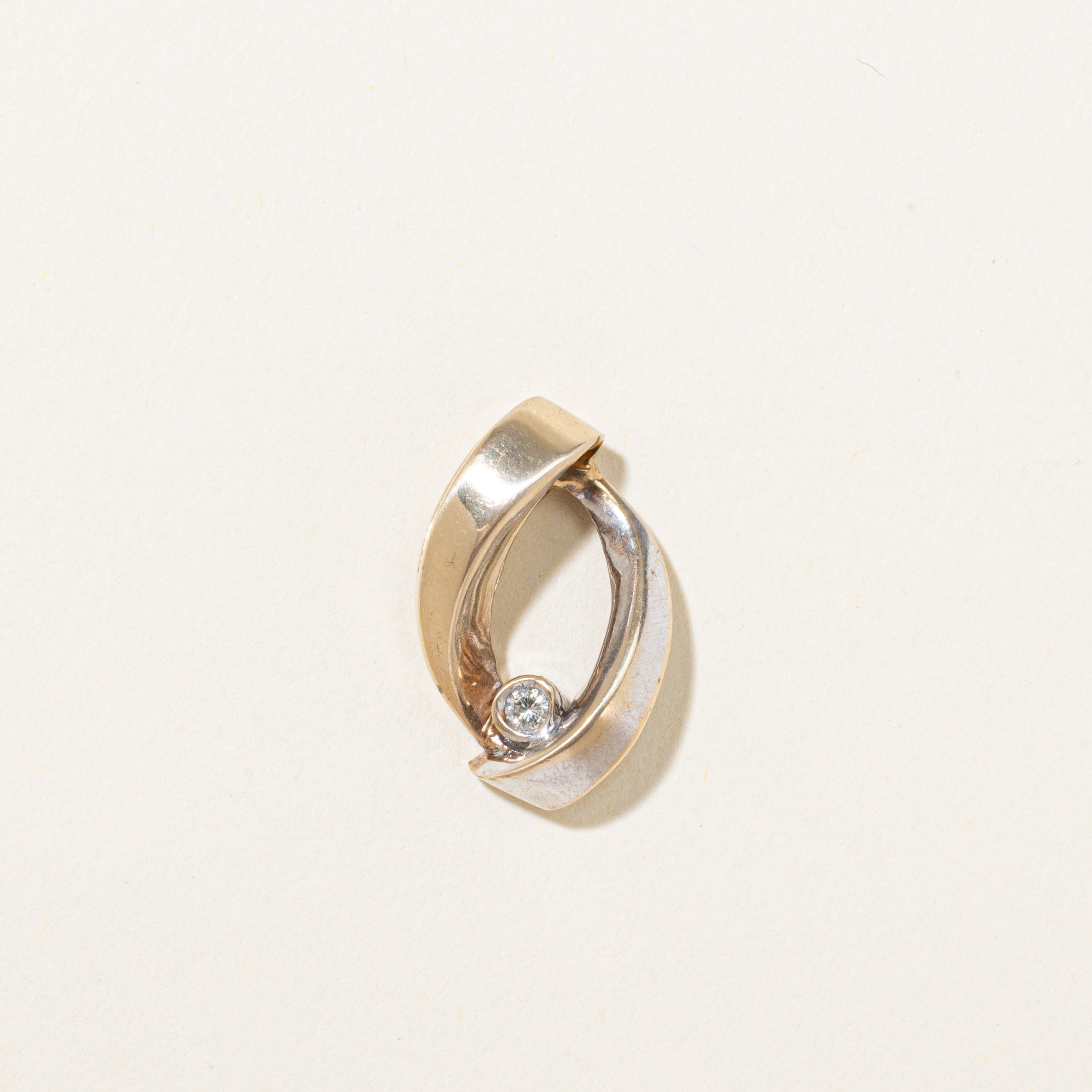 Two Tone Gold Diamond Cross Over Pendant | 0.03ct