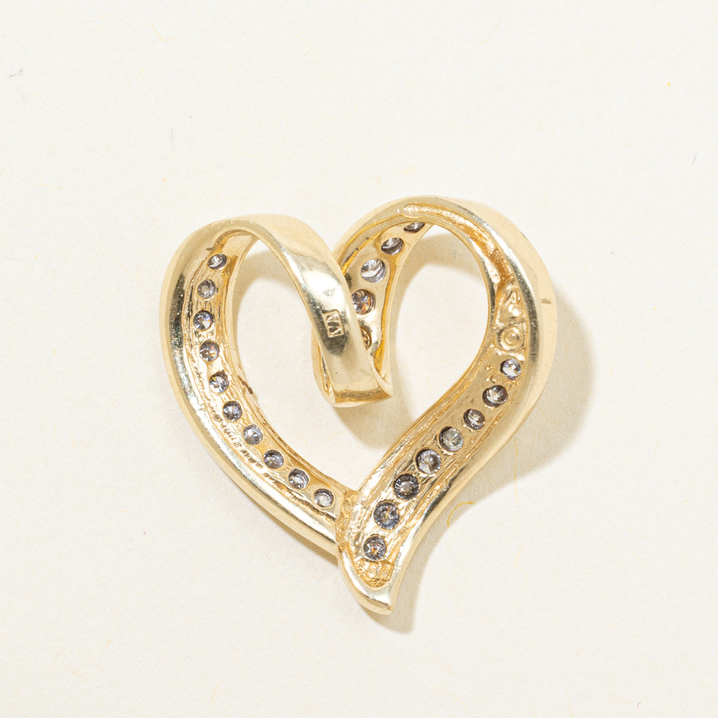 Channel Set Diamond Open Heart Pendant | 0.42ctw