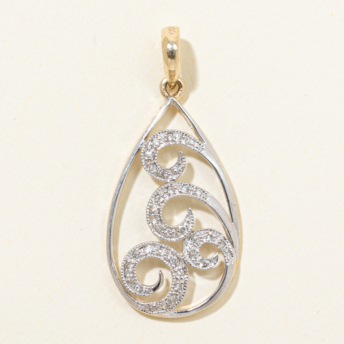 Diamond Openwork Swirl Pear Shaped Pendant | 0.12ctw