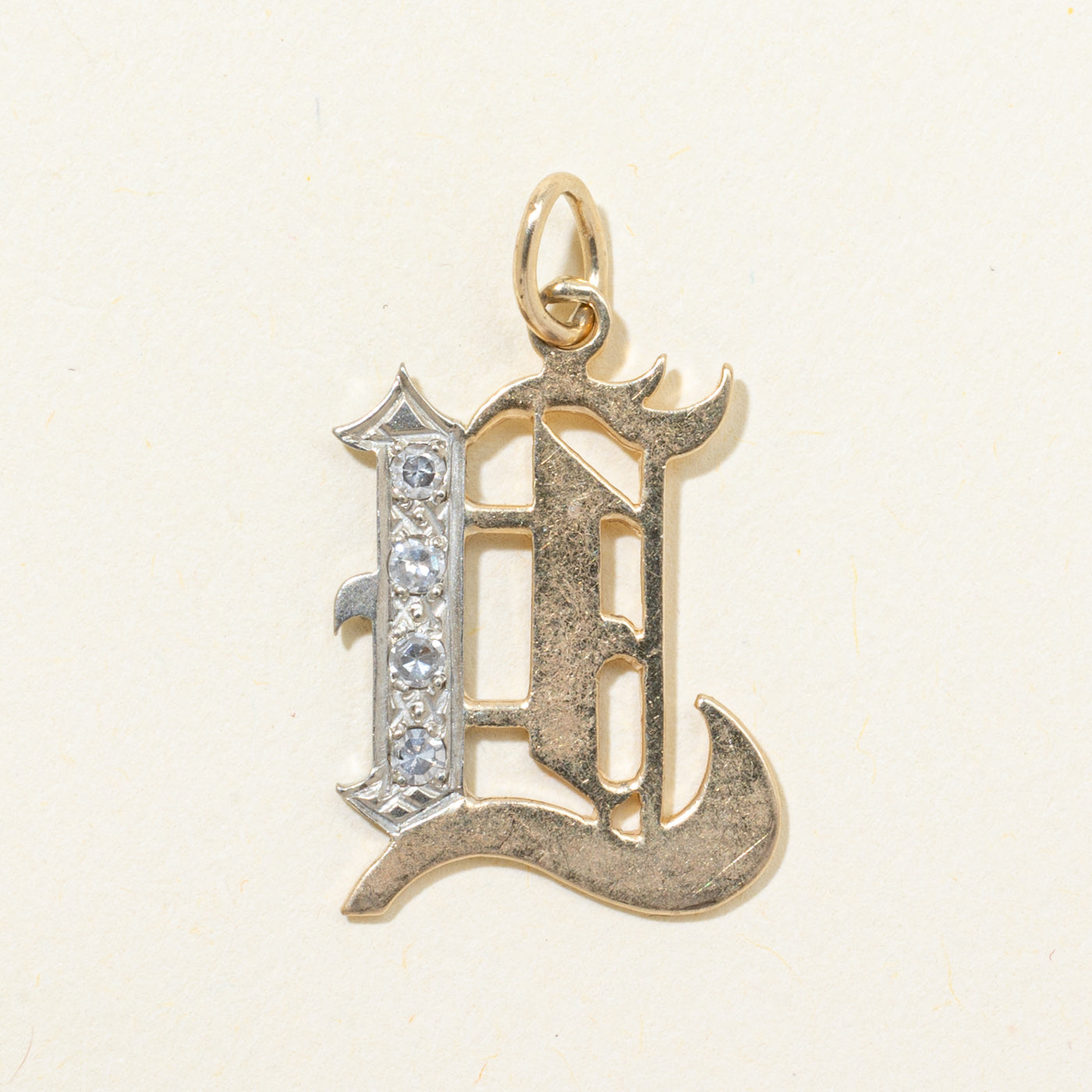 Two-Tone Diamond Column Initial Charm | 0.14ctw