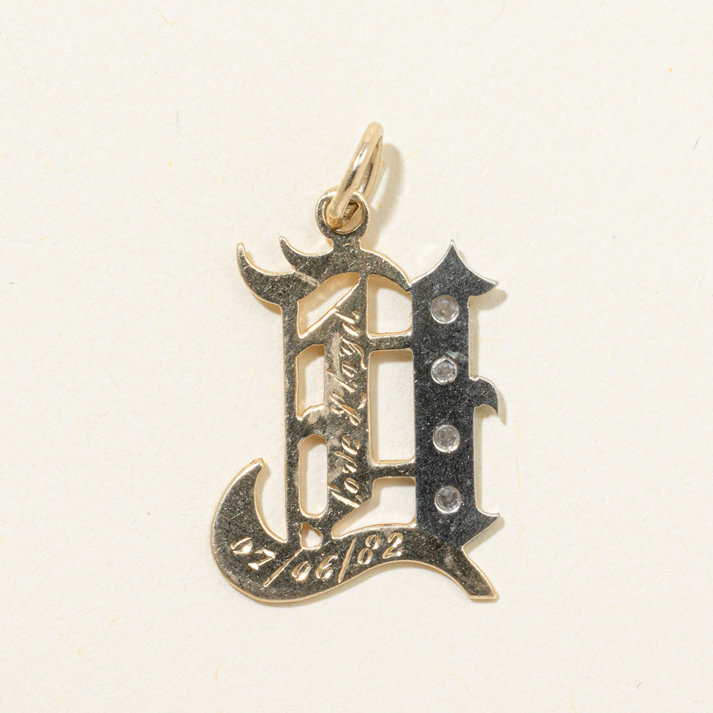 Two-Tone Diamond Column Initial Charm | 0.14ctw