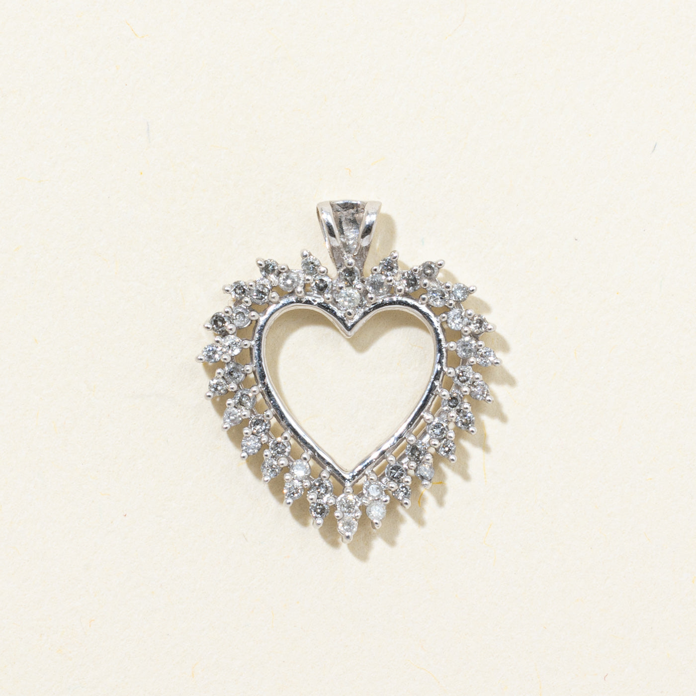 White Gold Diamond Openwork Heart Pendant | 0.26ctw