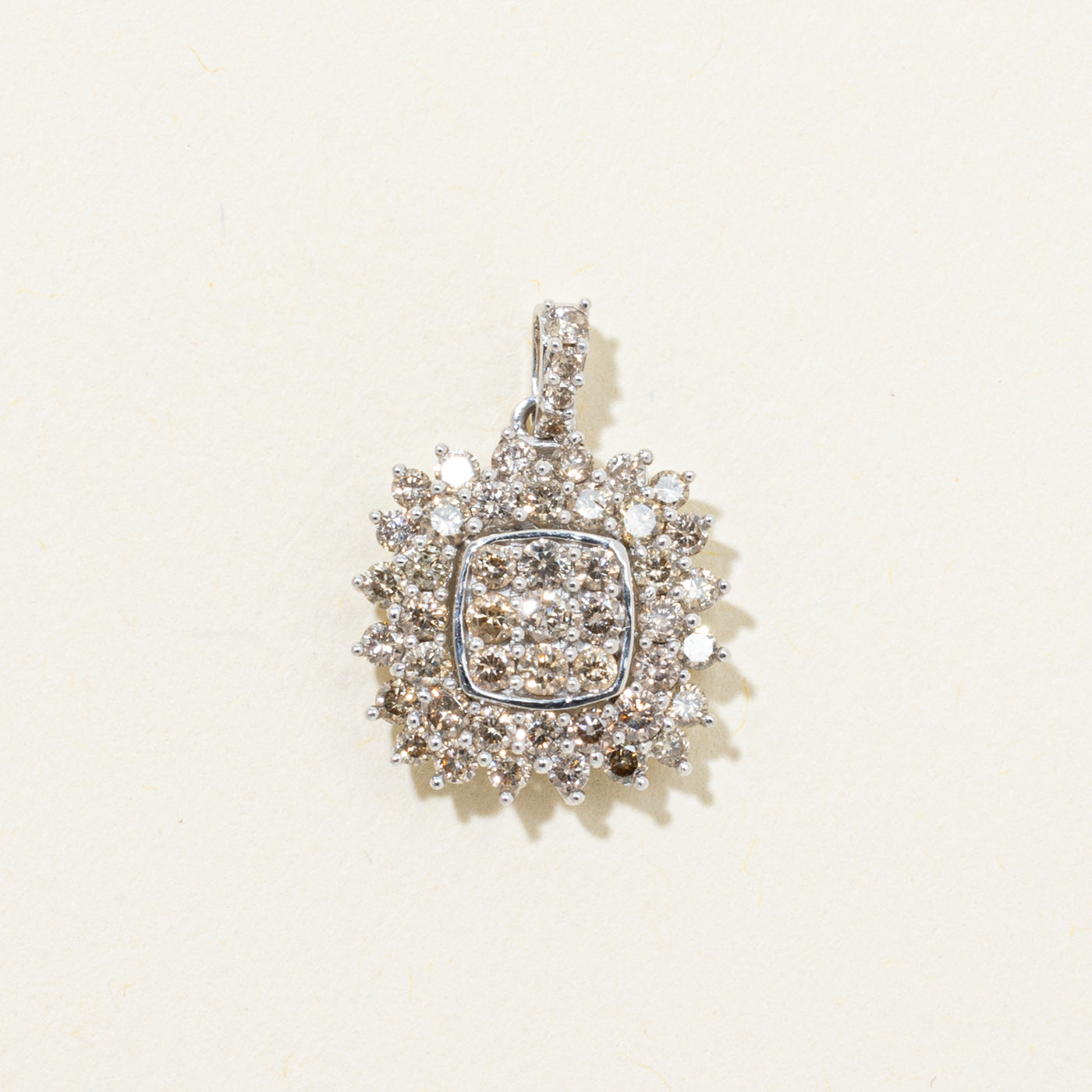 18k Light Brown Diamond Cluster Pendant | 1.00ctw