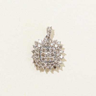 18k Light Brown Diamond Cluster Pendant | 1.00ctw