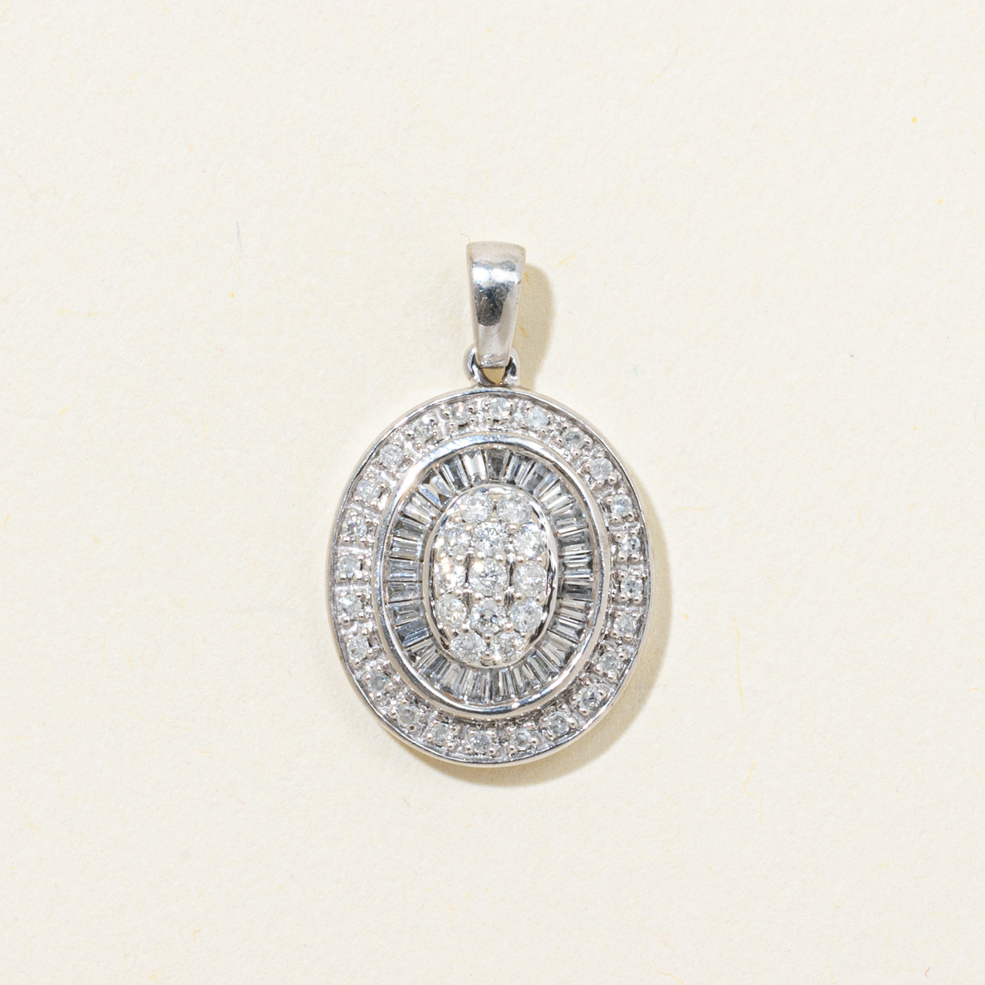 Multi Cut Diamond Cluster Oval Pendant | 0.45ctw