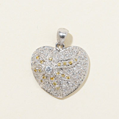 Pave Set Yellow & White Diamond Heart Pendant | 0.38ctw