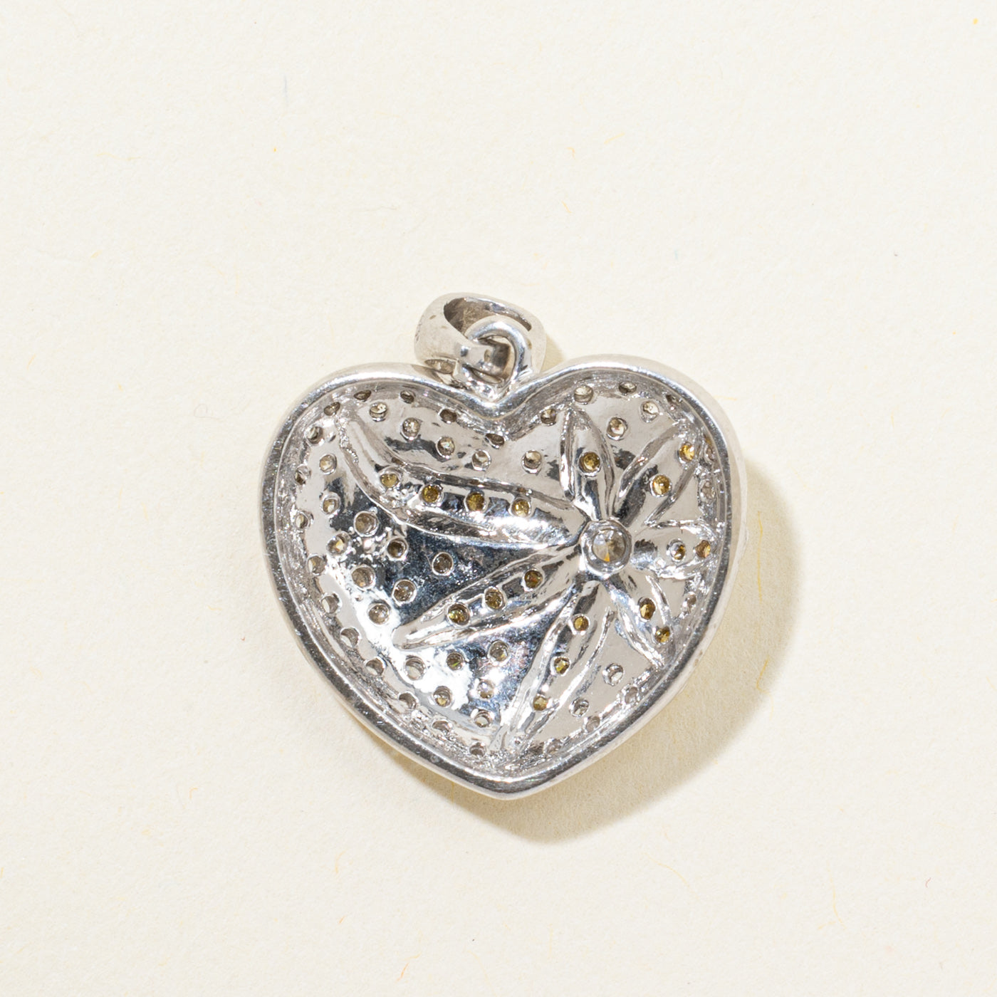 Pave Set Yellow & White Diamond Heart Pendant | 0.38ctw