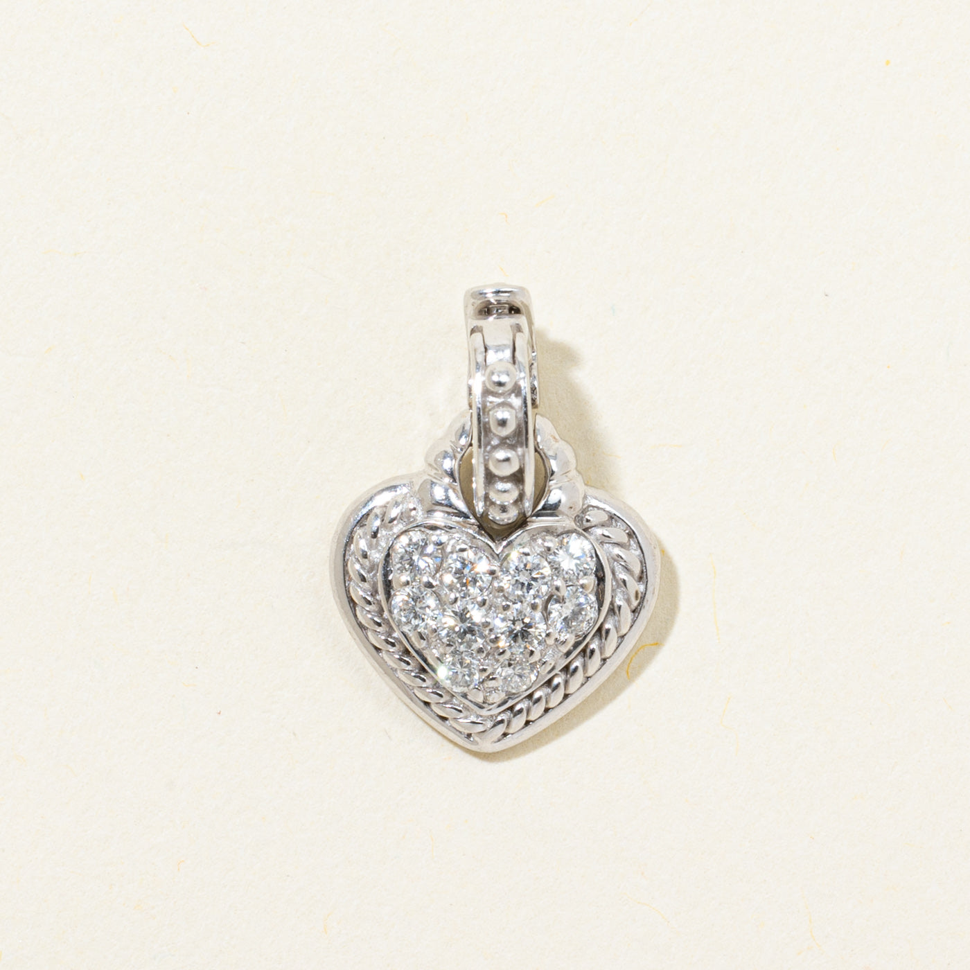 18k Diamond Cluster Textured Heart Pendant | 0.29ctw