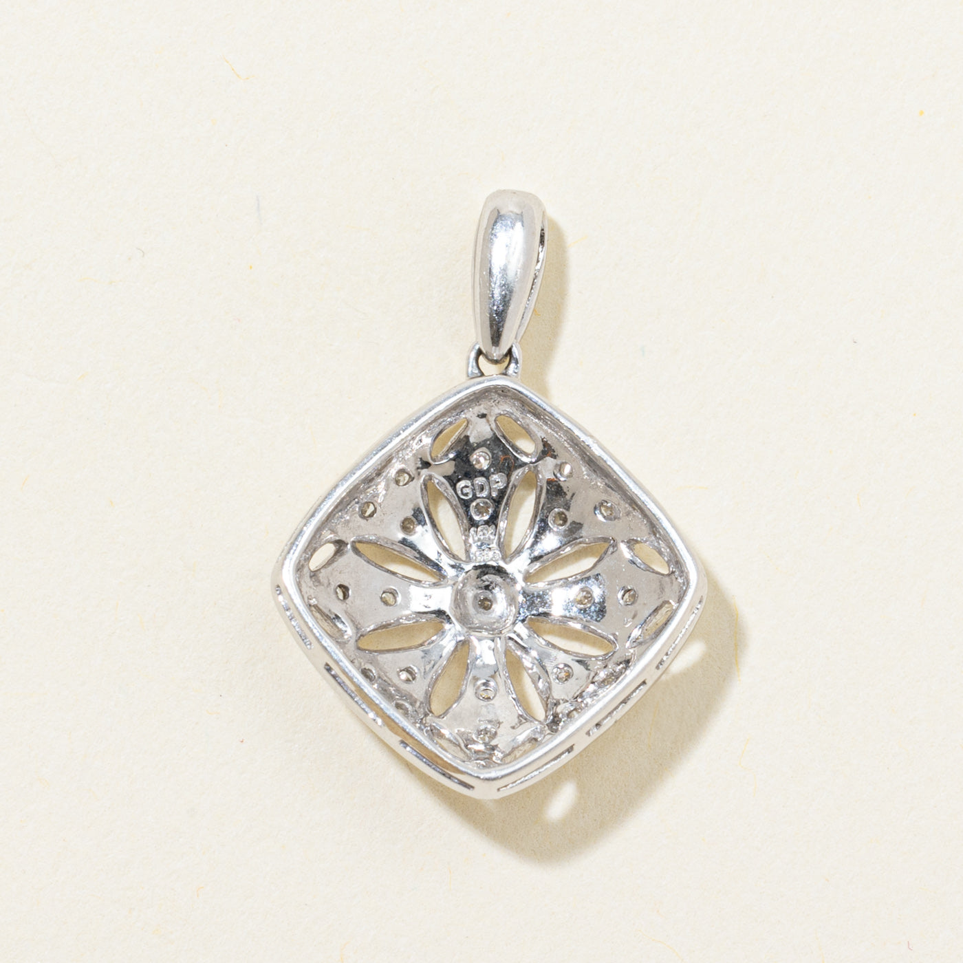 Diamond Milgrained Ornate Soft-Square Pendant | 0.15ctw