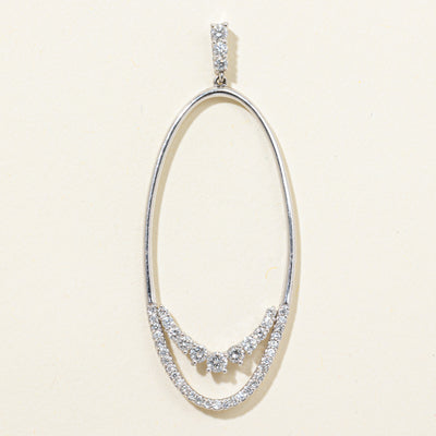 18k White Gold Diamond Oval Pendant | 0.50ctw