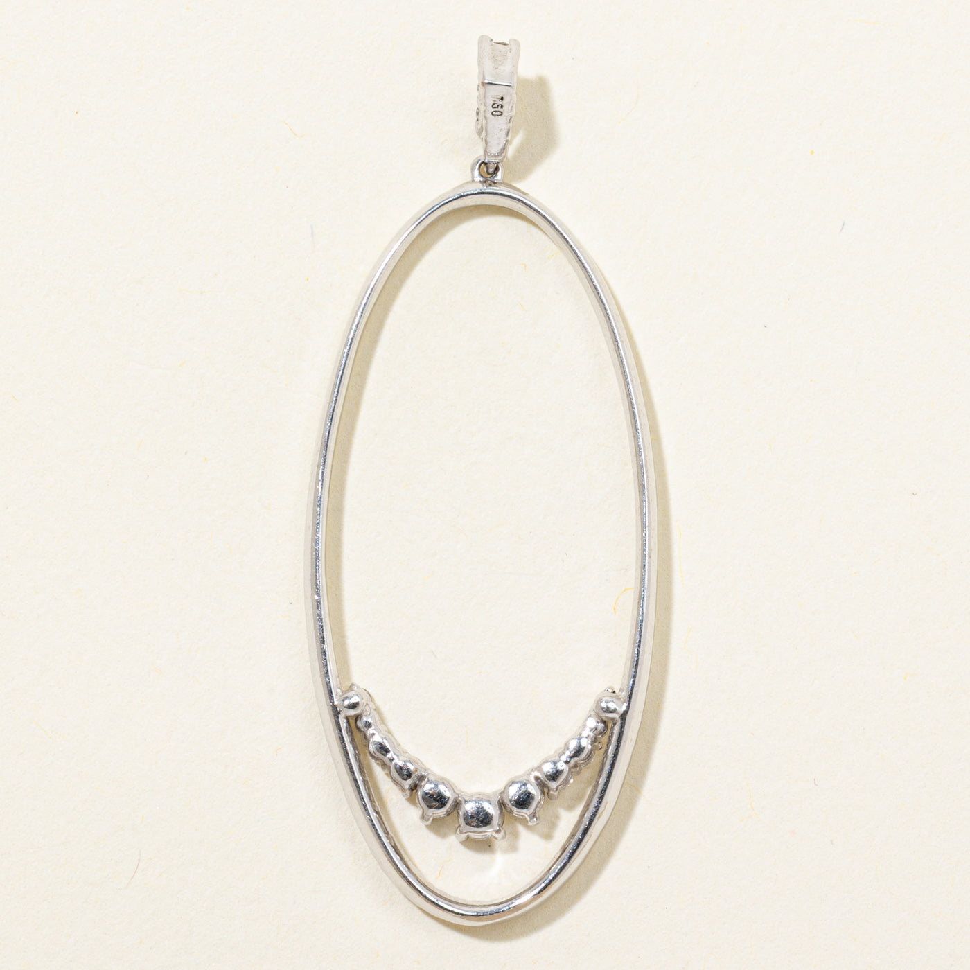18k White Gold Diamond Oval Pendant | 0.50ctw