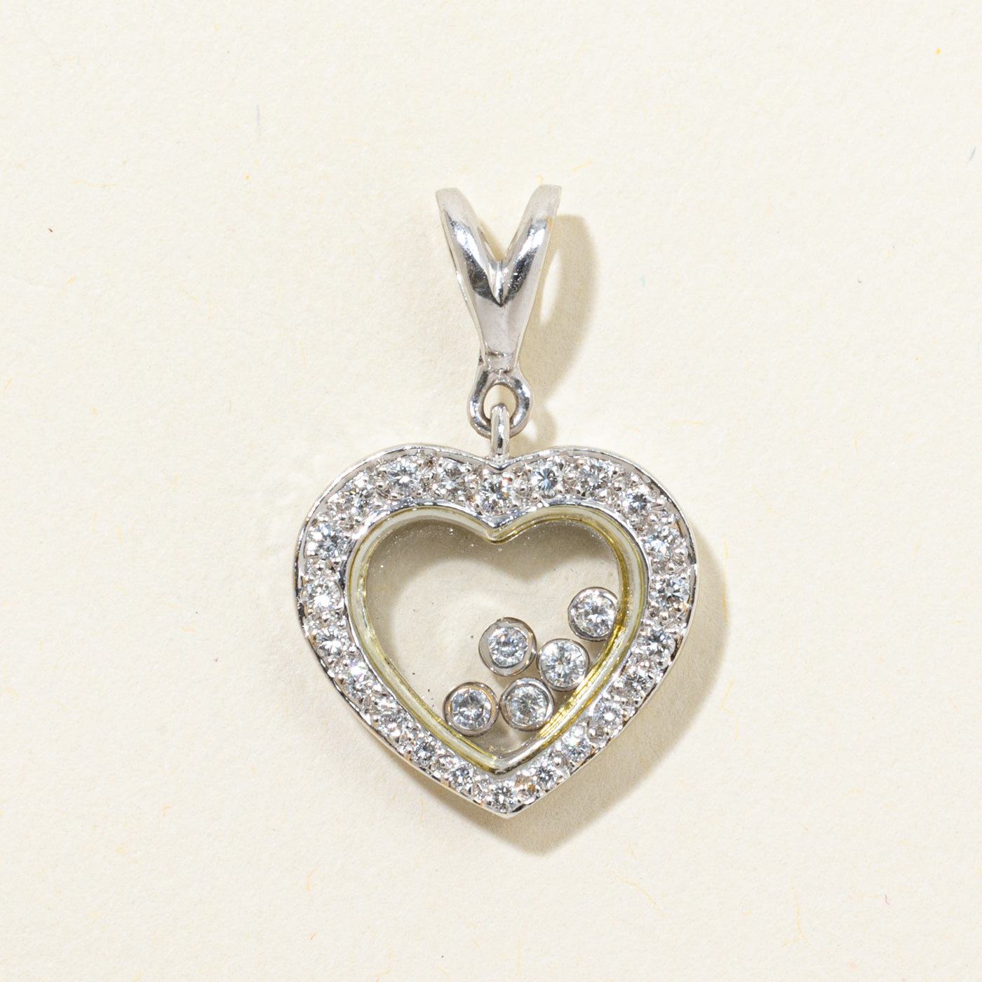 18k Eternity Diamond Heart Window Pendant | 0.32ctw