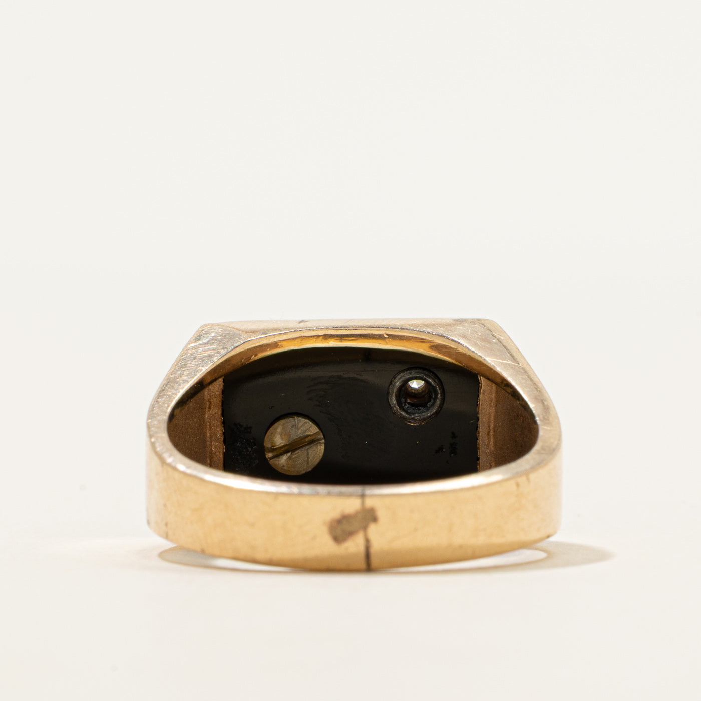 Onyx & Diamond "S" Initial Signet Ring | 2.10ct, 0.005ct | SZ 8