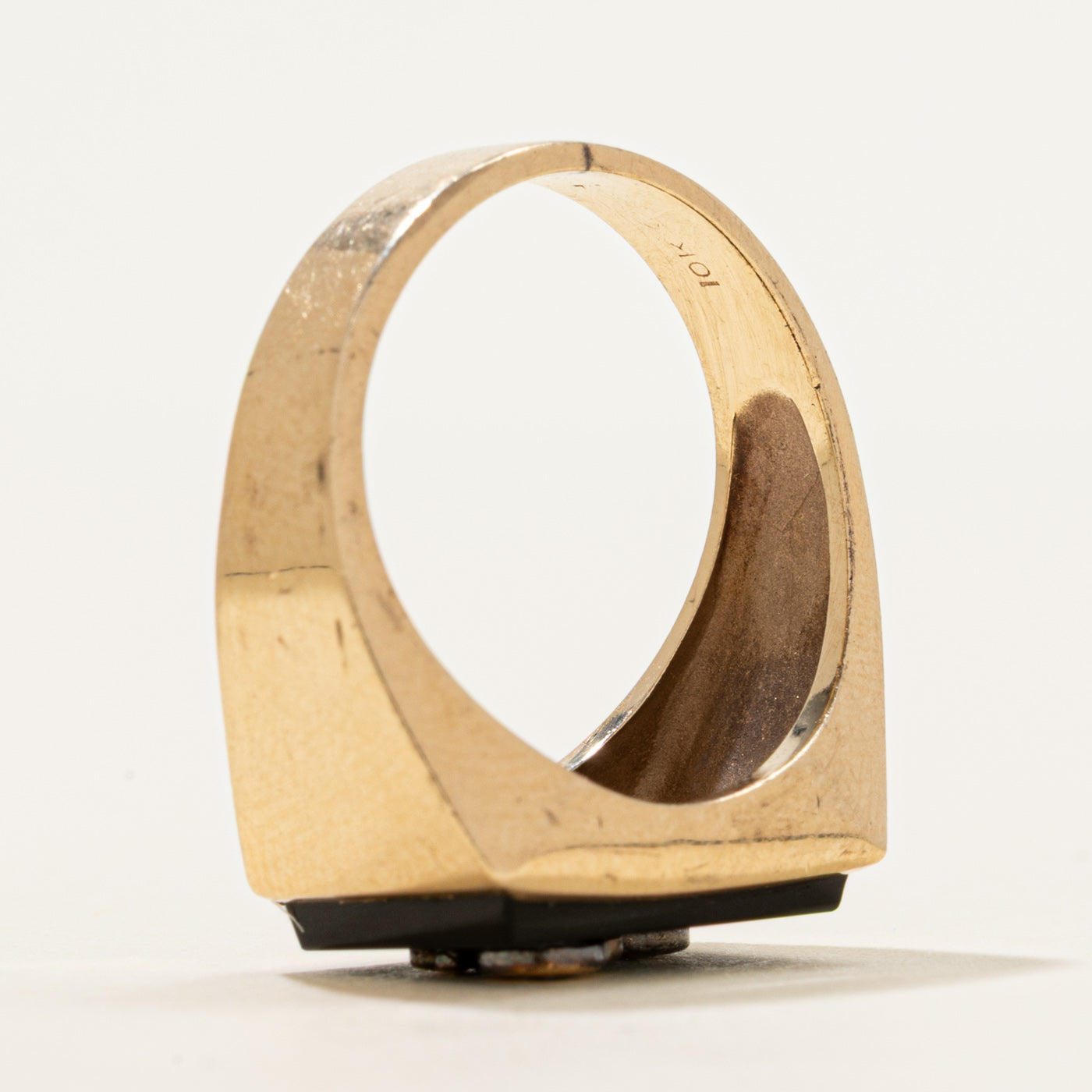 Onyx & Diamond "S" Initial Signet Ring | 2.10ct, 0.005ct | SZ 8