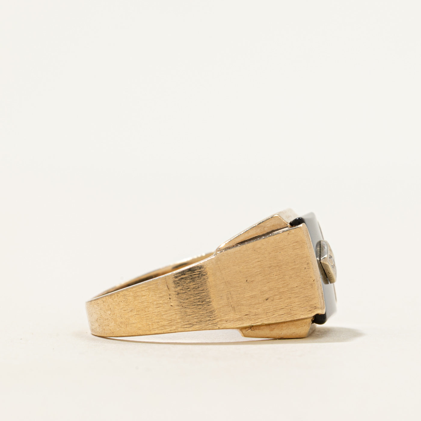 Onyx & Diamond Signet Ring | 1.84ct, 0.005ct | SZ 9