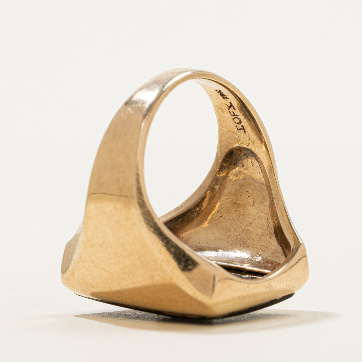 Flush Set Onyx & Diamond Signet Ring | 4.73ct, 0.05ct | SZ 8.25