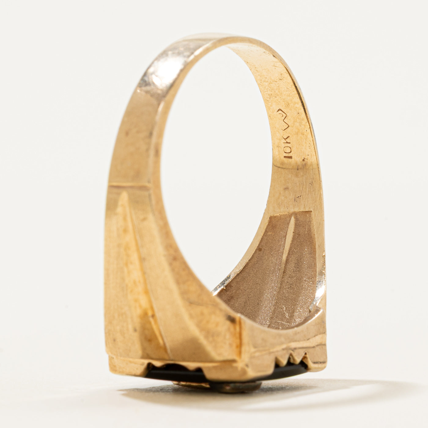 Onyx & Diamond "D" Initial Signet Ring | 2.50ct, 0.005ct | SZ 12.5