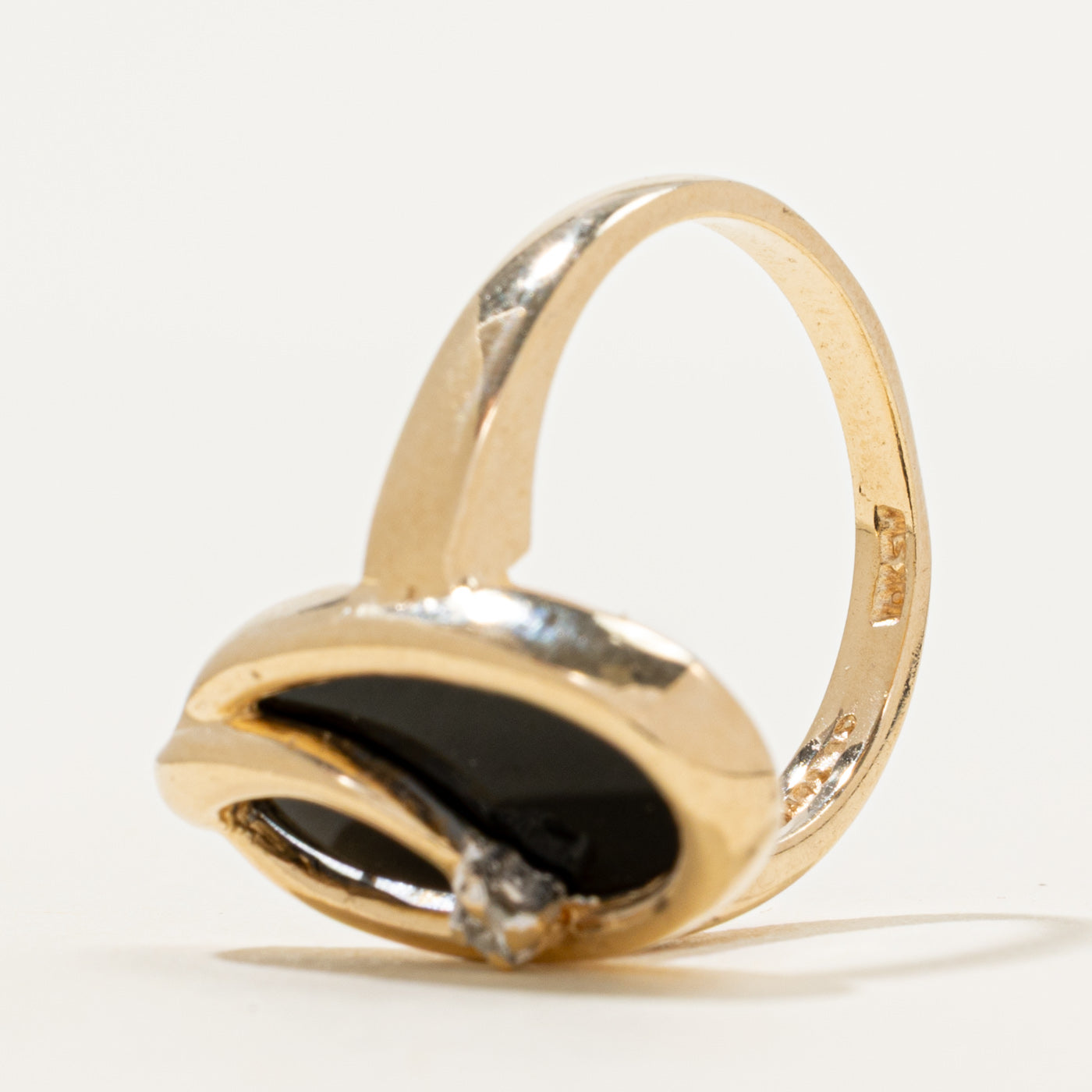 Bezel Set Onyx & Diamond Ring | 4.09ct, 0.02ct | SZ 5