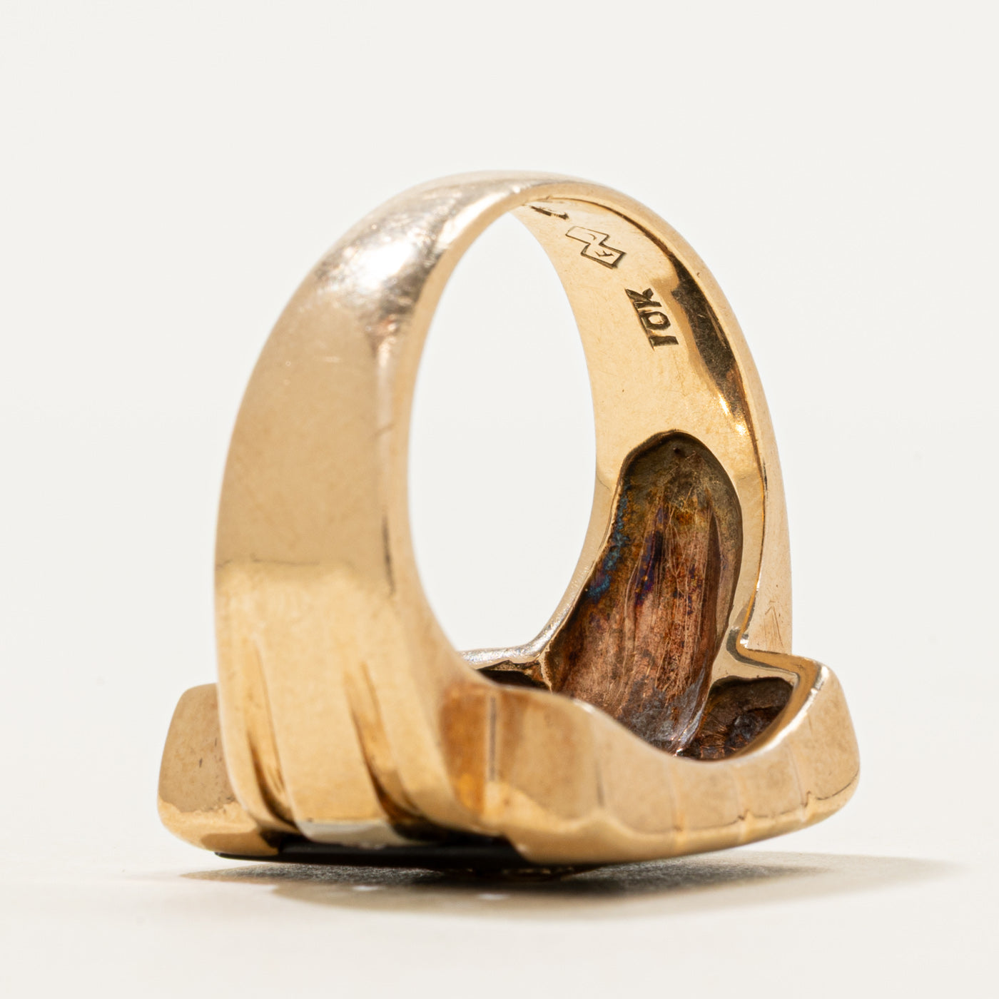 Onyx & Diamond "M" Initial Ring | 3.80ct, 0.01ctw | SZ 7.25